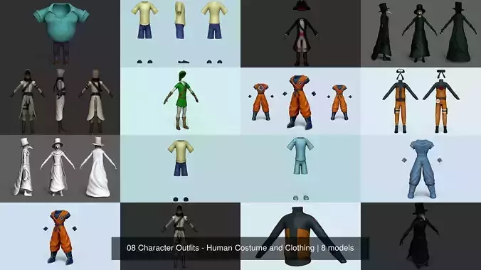 08 Character Outfits - Human Costume and Clothing 3D Model Collection
