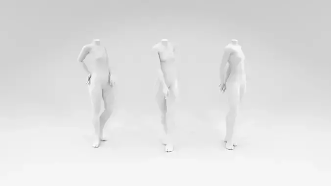headless fashion mannequin feminine pose set Low-poly 3D model