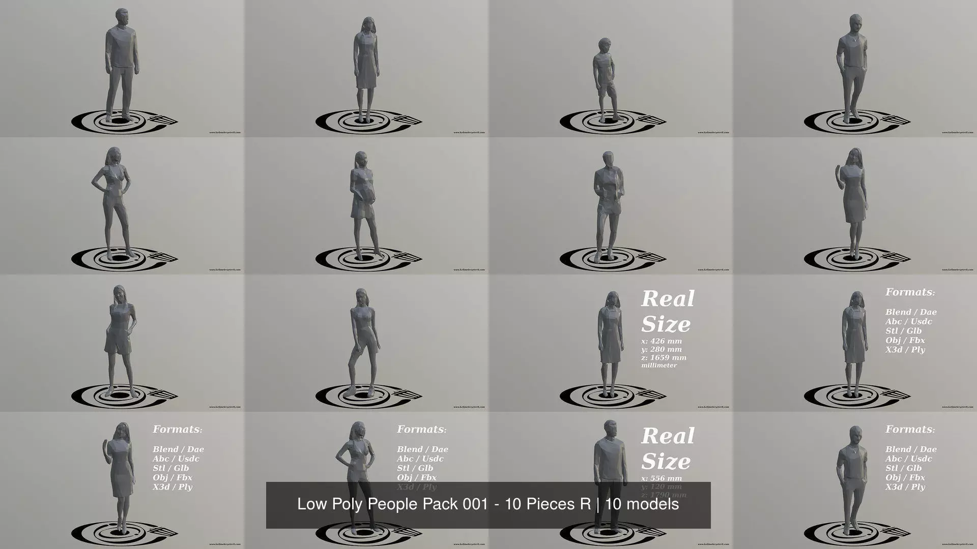 Low Poly People Pack 001 - 10 Pieces R 3D Model Collection_1