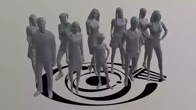 Low Poly People Pack 001 - 10 Pieces R 3D Model Collection