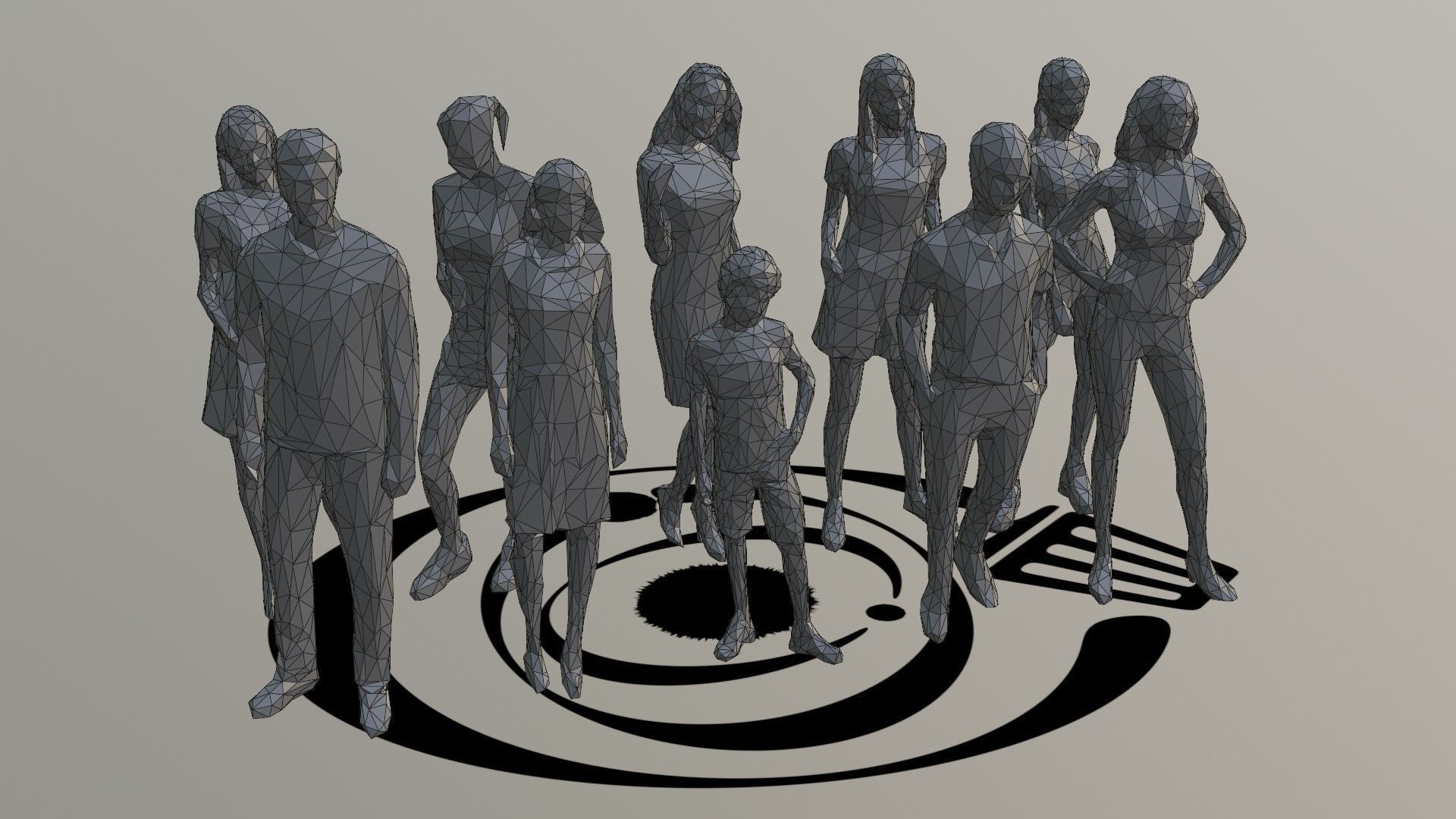 Low Poly People Pack 001 - 10 Pieces R 3D Model Collection_2