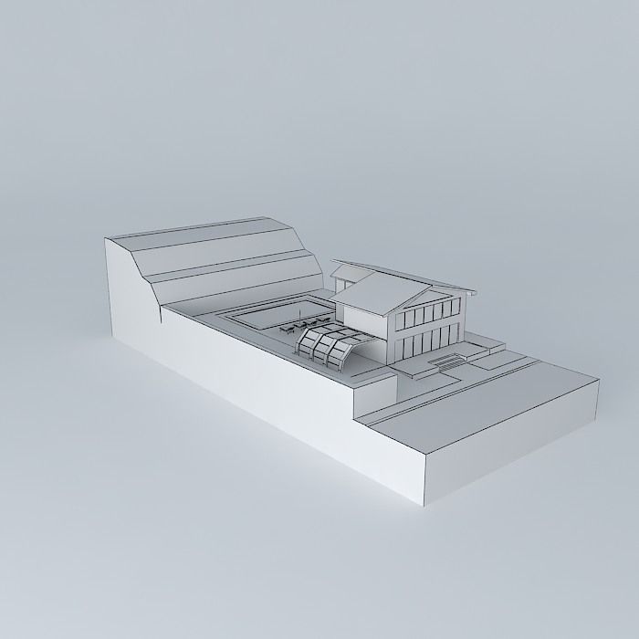 House with pool exterior design  NEG Free 3D model_3