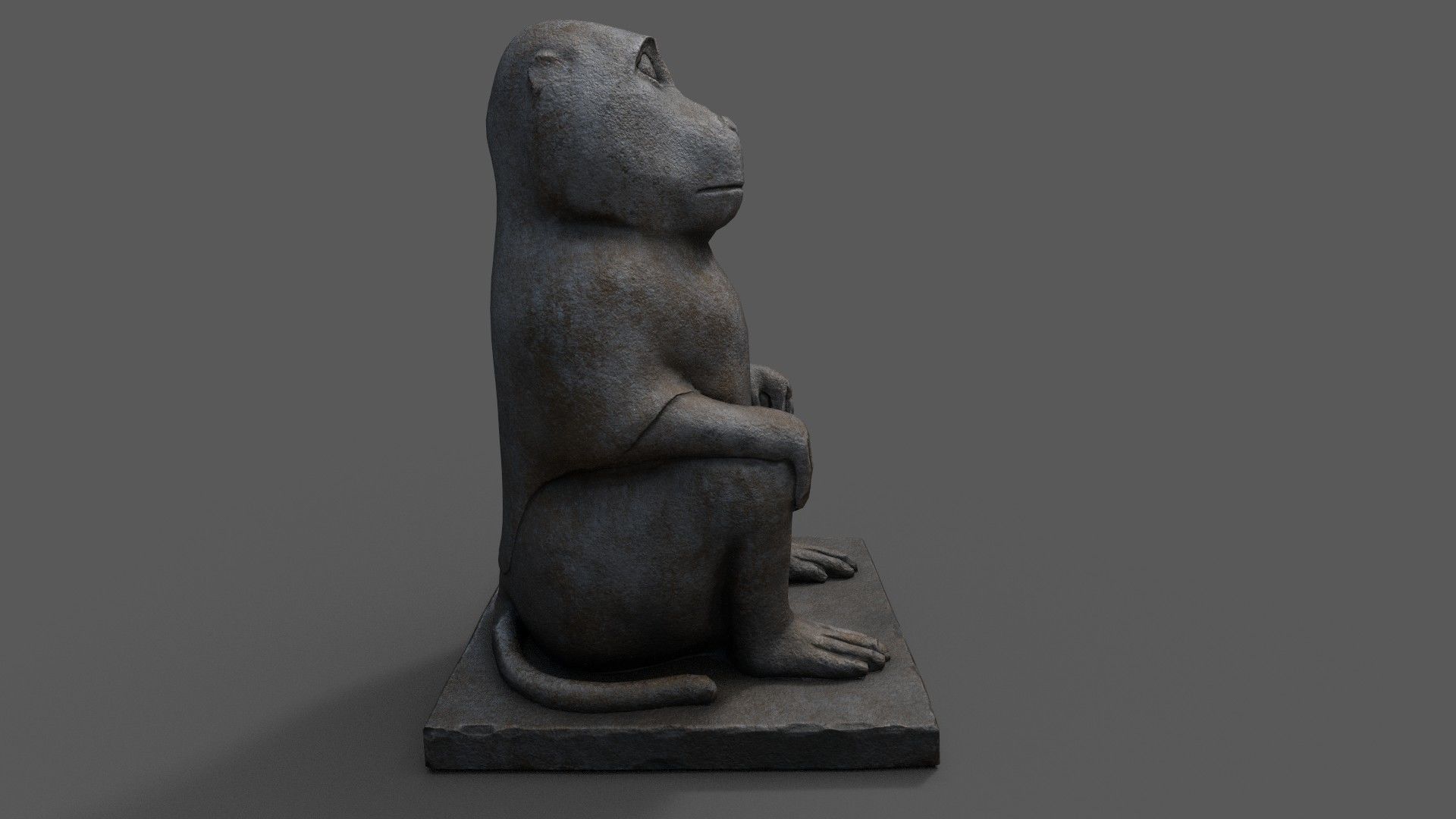 Baboon Statue Low-poly 3D model_5