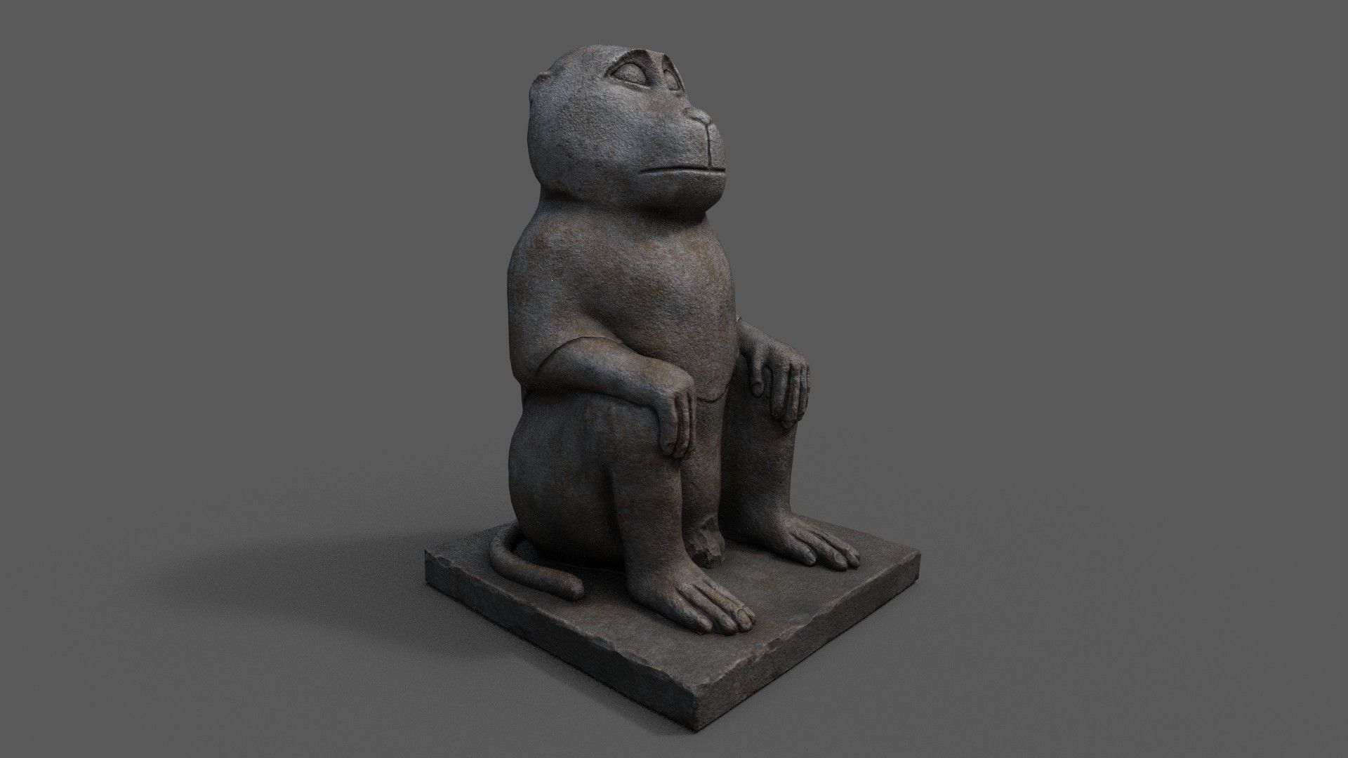 Baboon Statue Low-poly 3D model_1