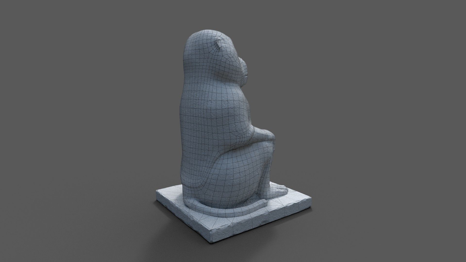 Baboon Statue Low-poly 3D model_7