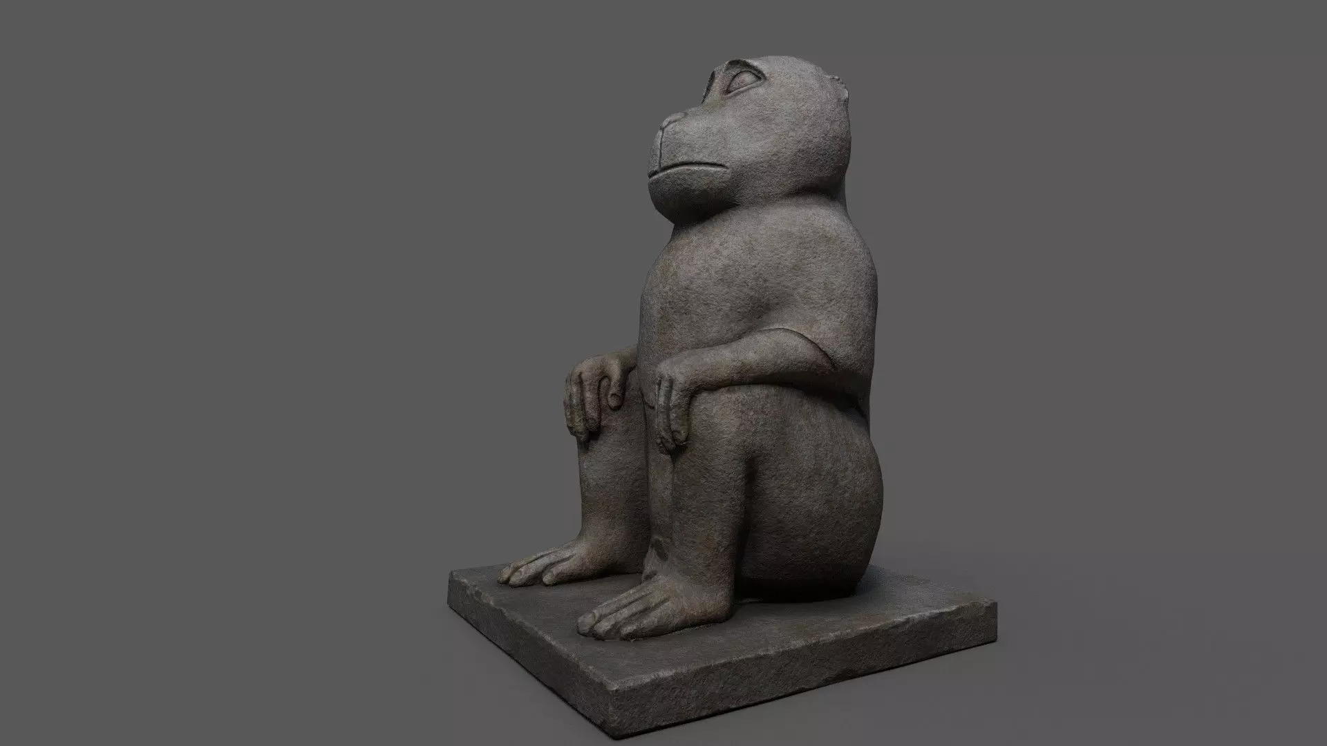 Baboon Statue Low-poly 3D model_0