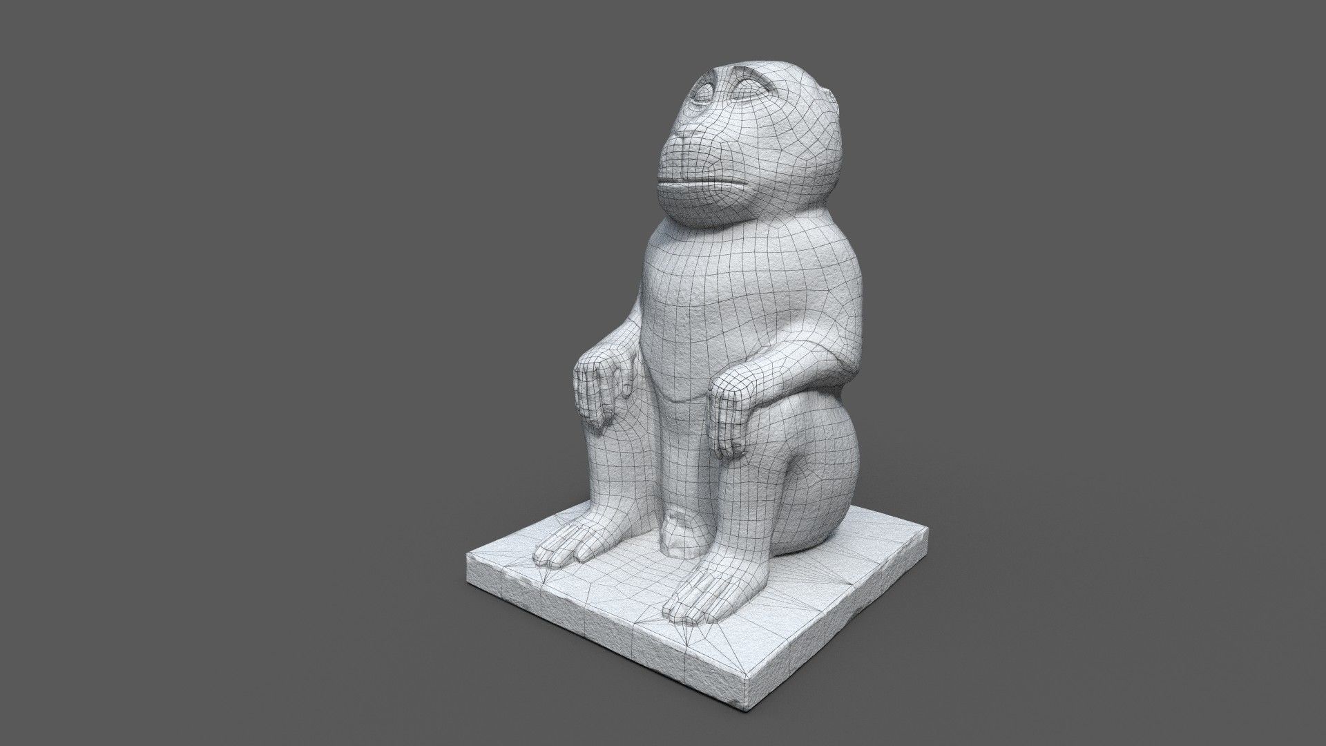 Baboon Statue Low-poly 3D model_6