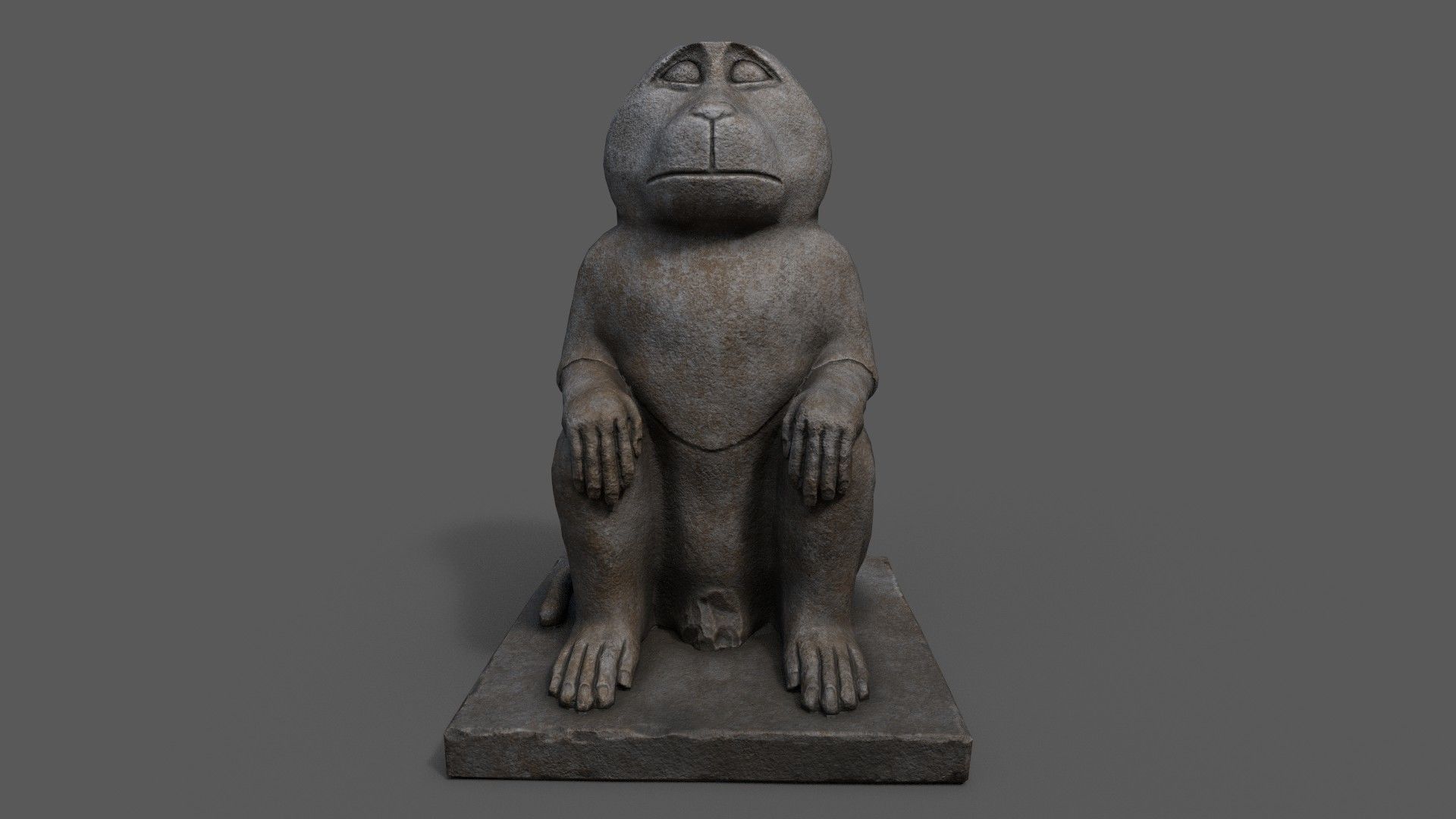 Baboon Statue Low-poly 3D model_2