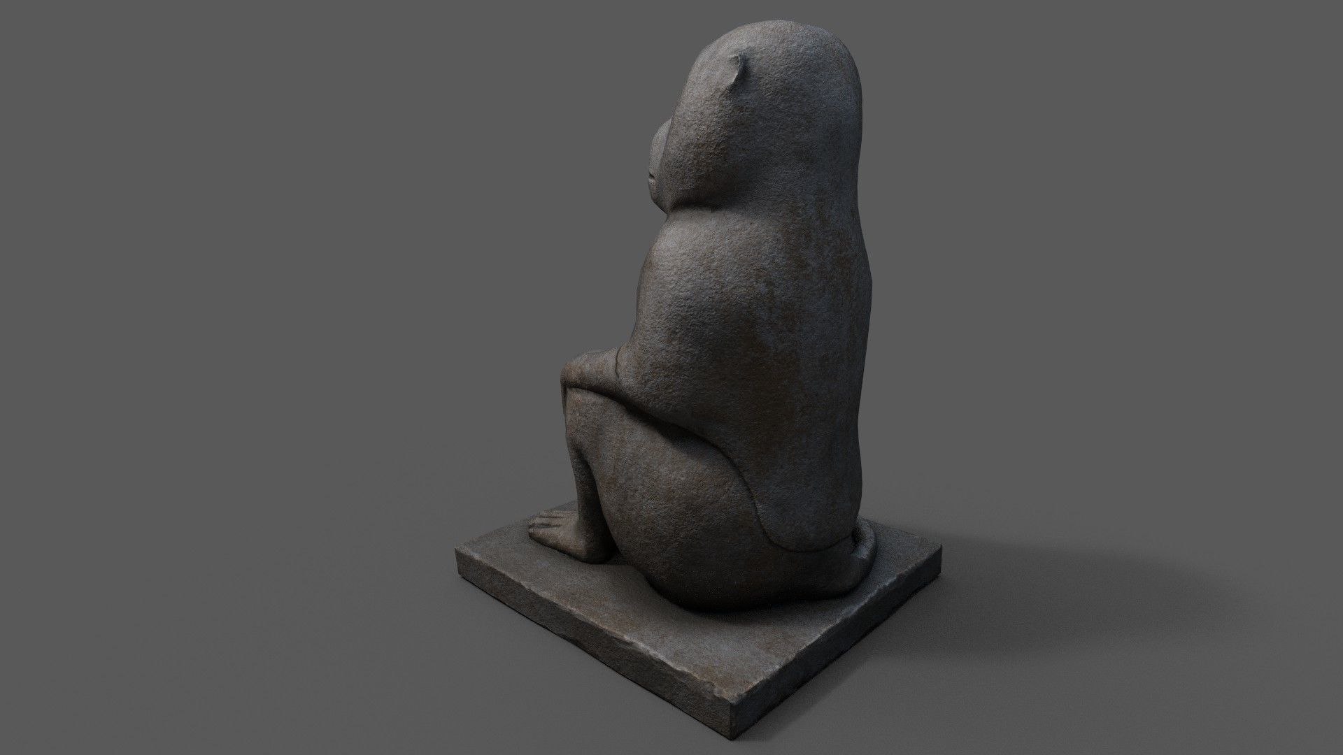 Baboon Statue Low-poly 3D model_3
