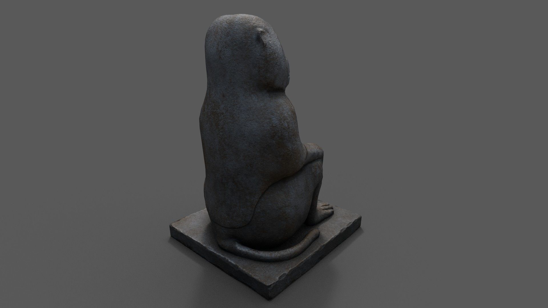 Baboon Statue Low-poly 3D model_4