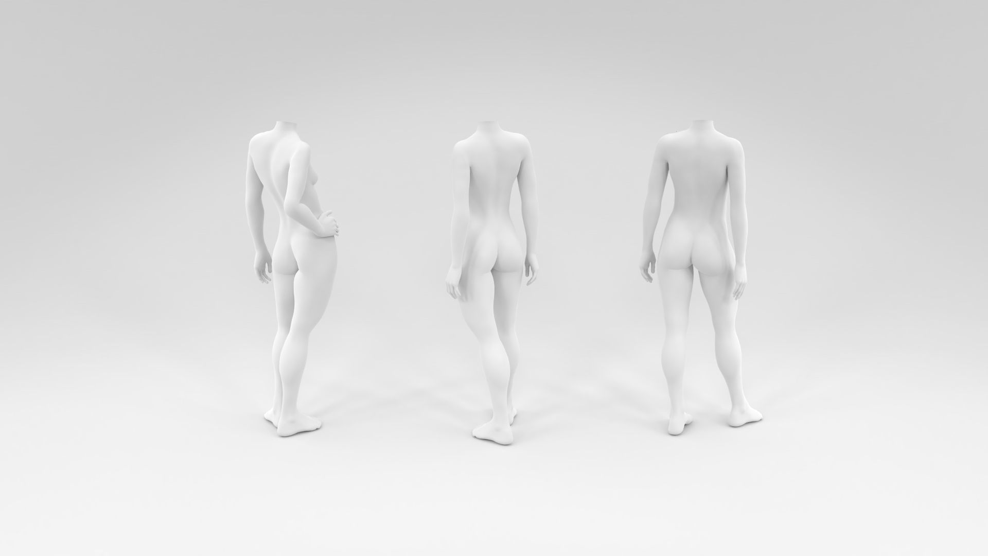 headless female fashion mannequin bundle Low-poly 3D model_2
