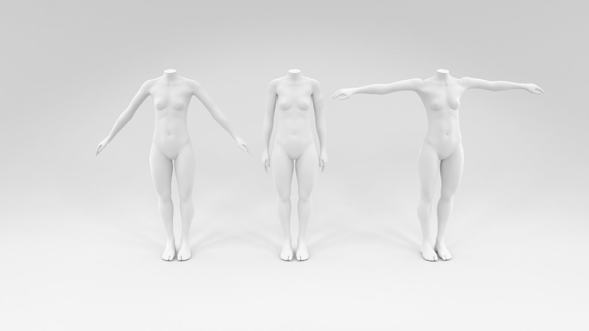 headless female fashion mannequin bundle Low-poly 3D model_7