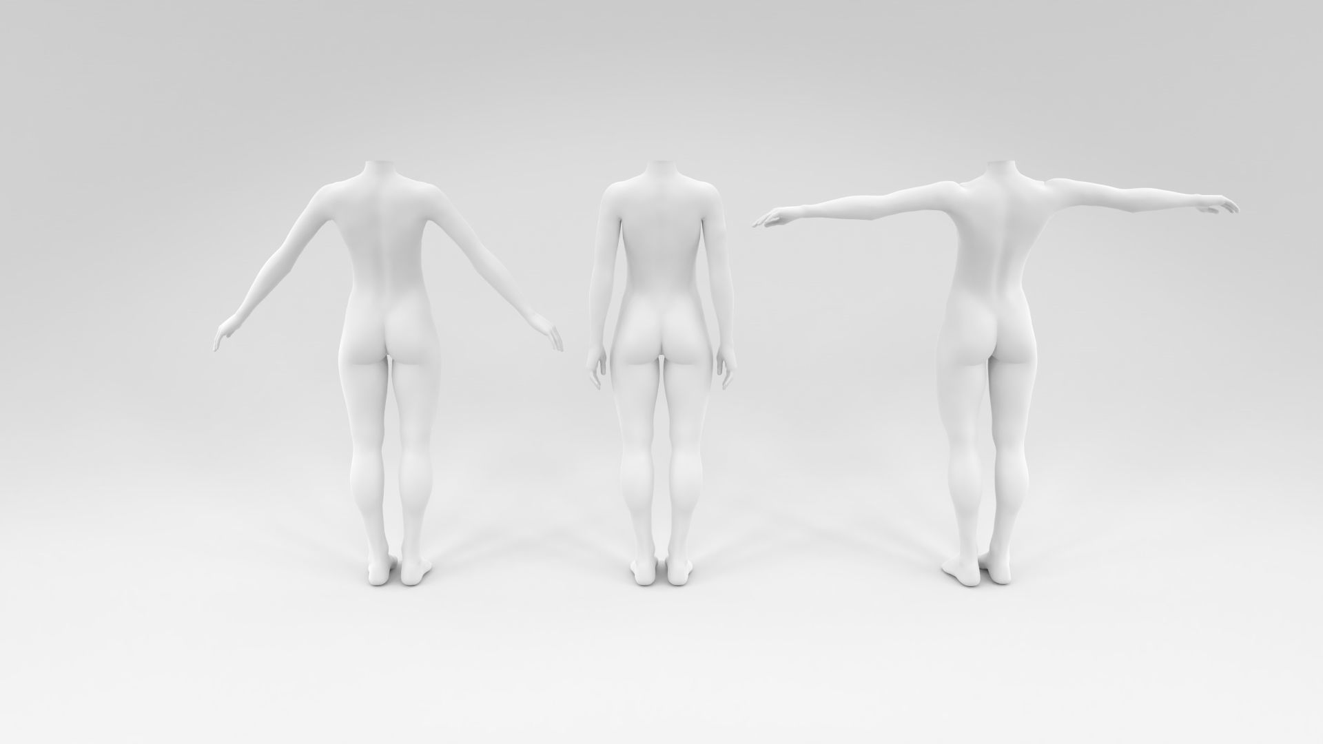headless female fashion mannequin bundle Low-poly 3D model_8