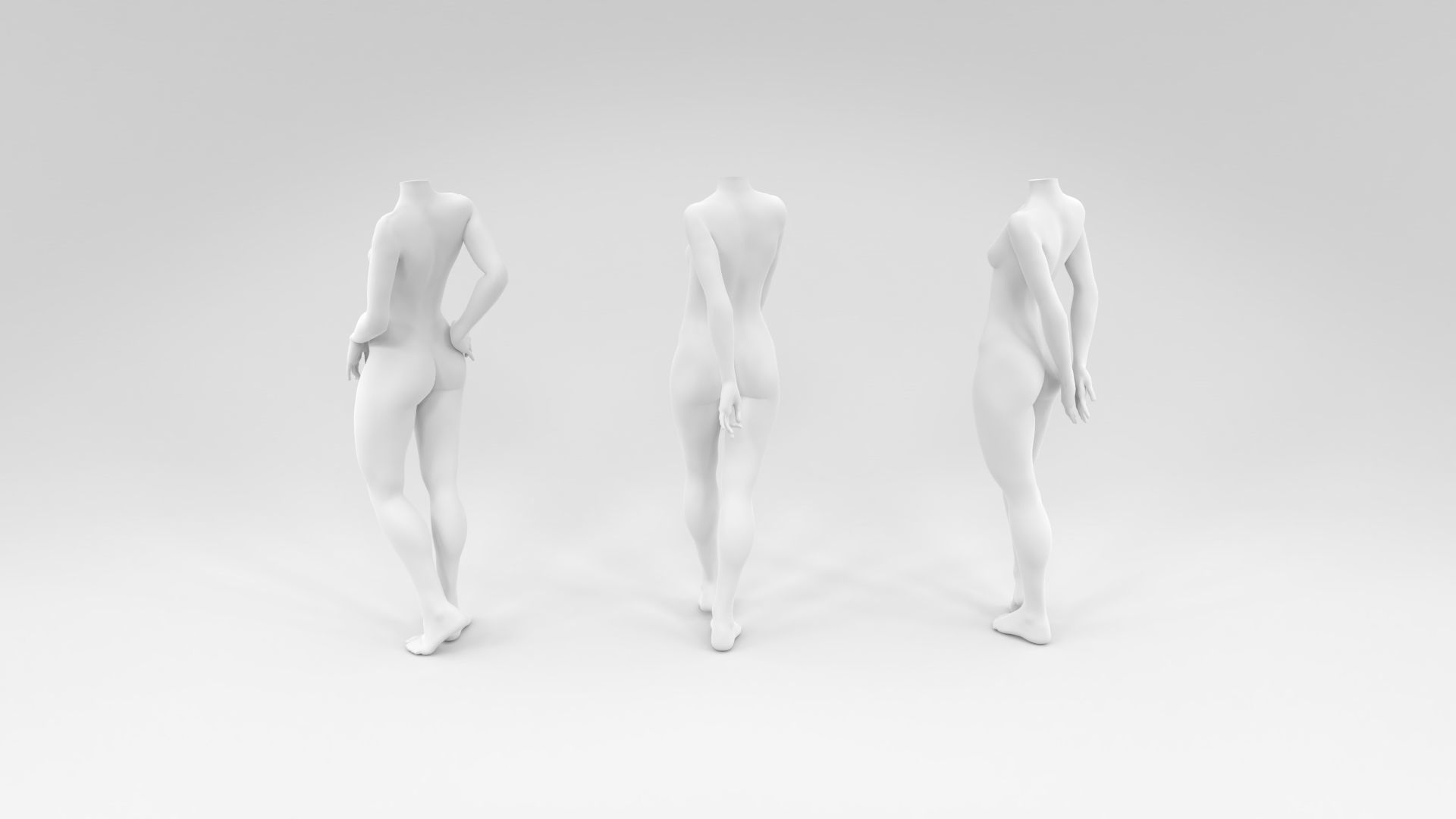 headless female fashion mannequin bundle Low-poly 3D model_4