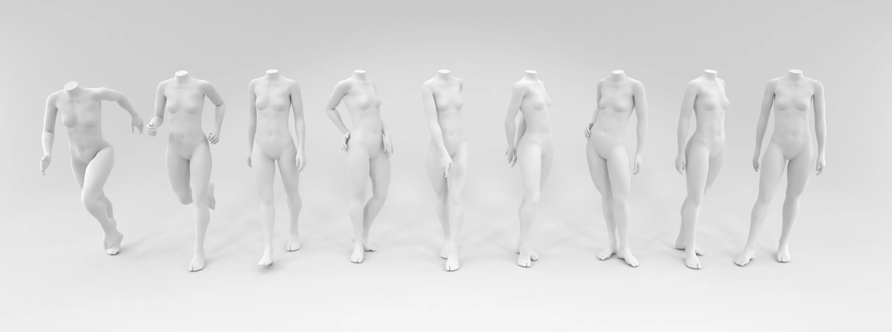 headless female fashion mannequin bundle Low-poly 3D model_0