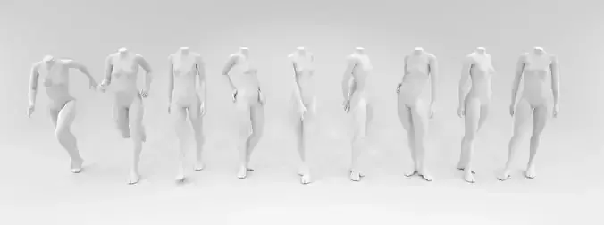headless female fashion mannequin bundle Low-poly 3D model