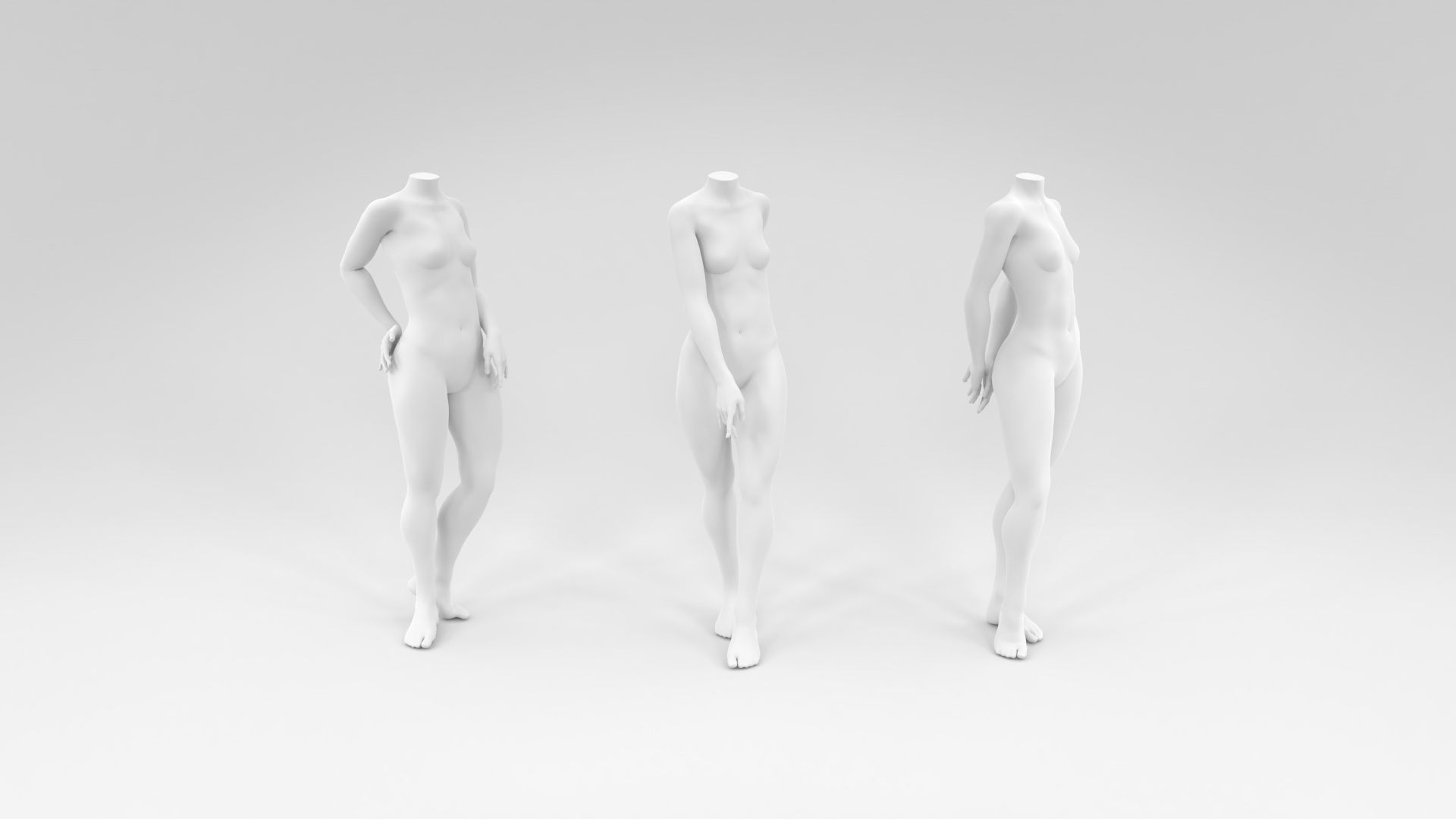 headless female fashion mannequin bundle Low-poly 3D model_3