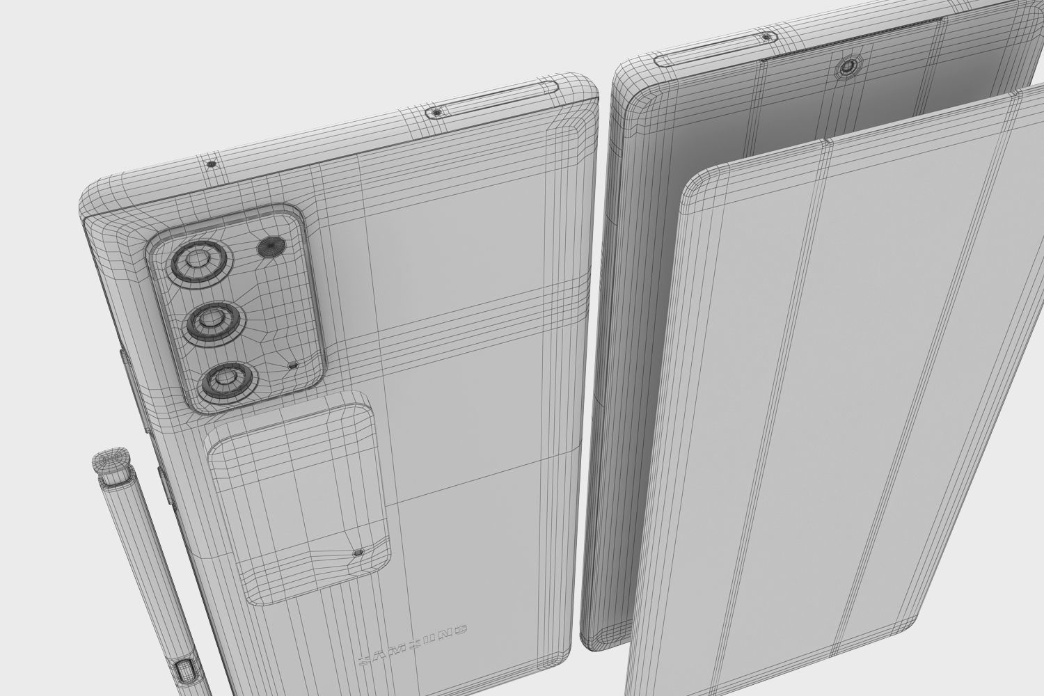 Samsung Galaxy Note 20 gray 3D model_16