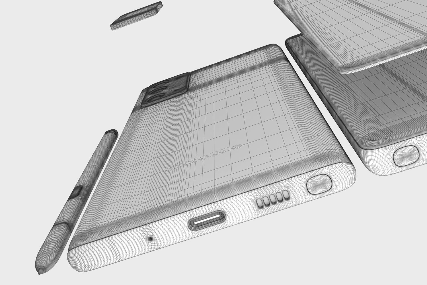 Samsung Galaxy Note 20 gray 3D model_19