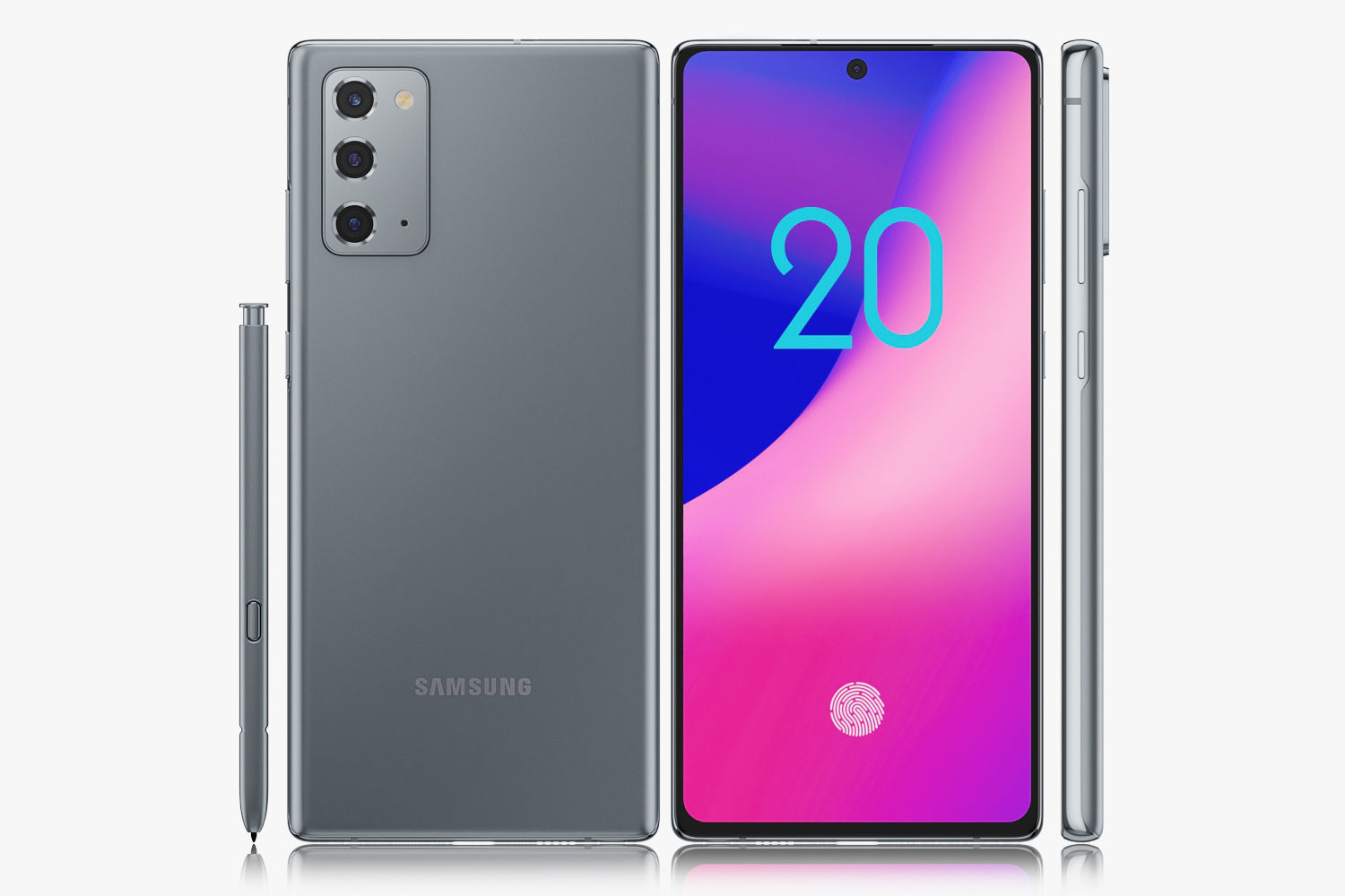 Samsung Galaxy Note 20 gray 3D model_2