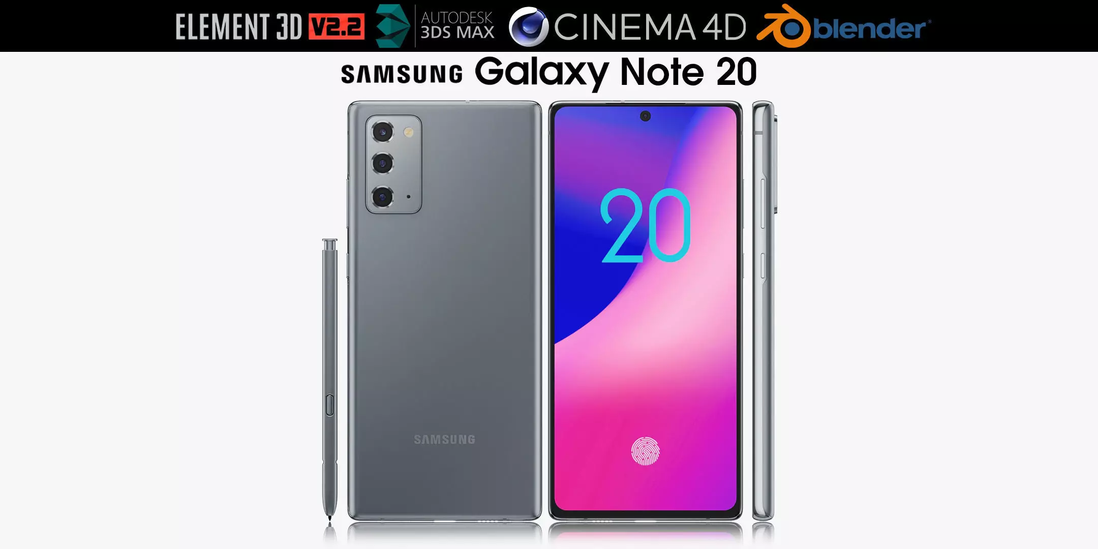 Samsung Galaxy Note 20 gray 3D model_0