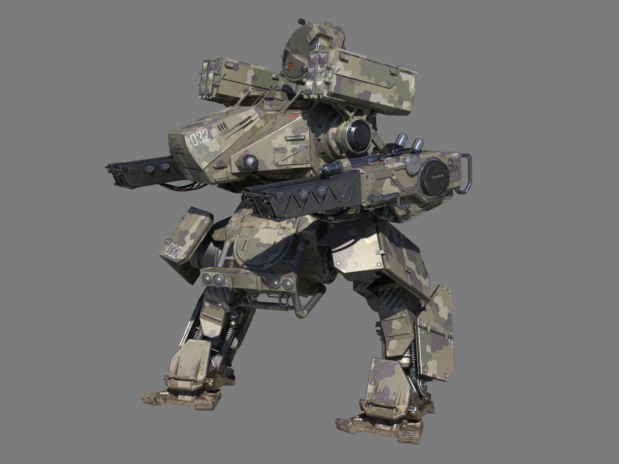 Mech-Tank 2 armored robot 3D model_3