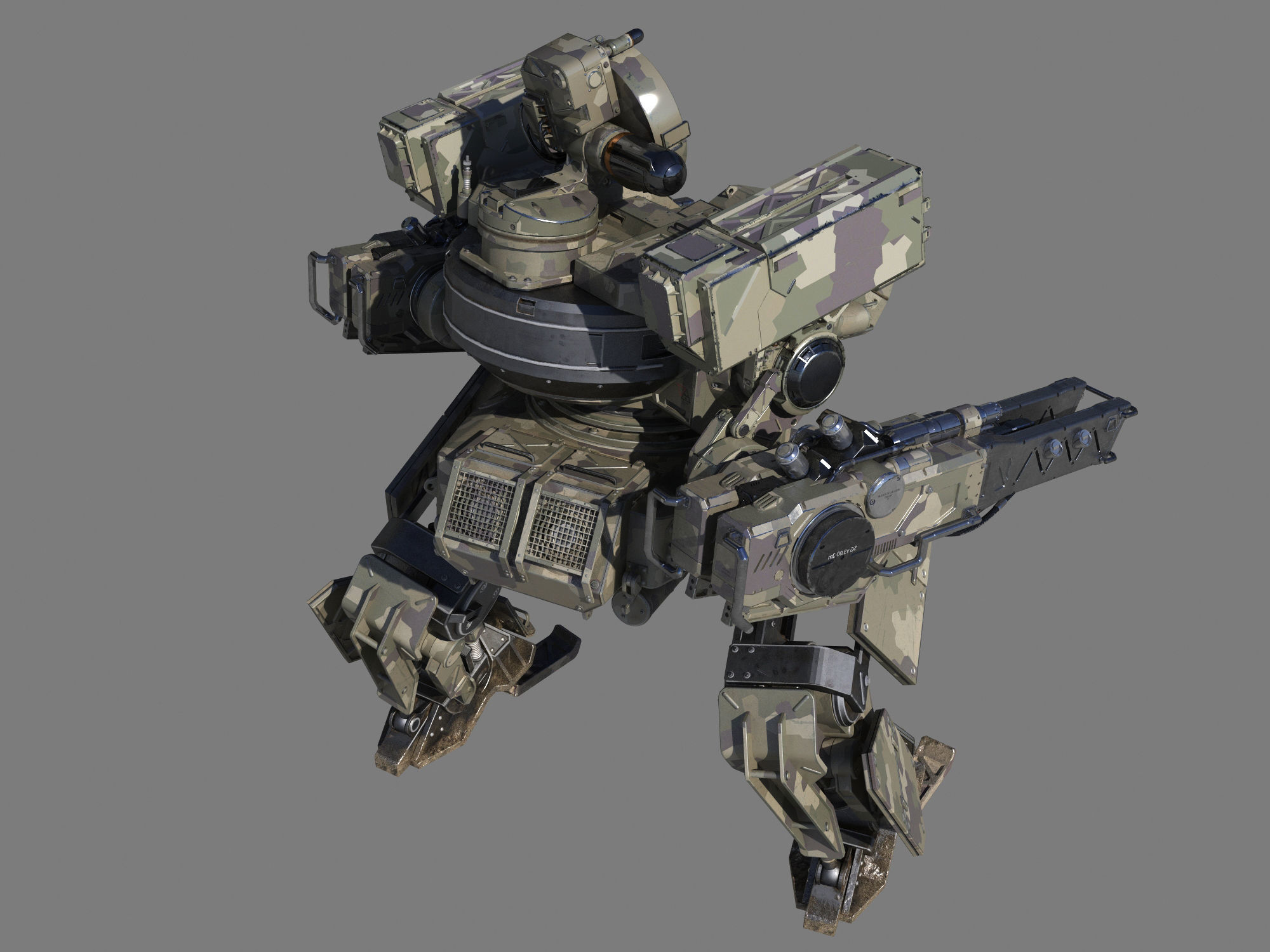 Mech-Tank 2 armored robot 3D model_8