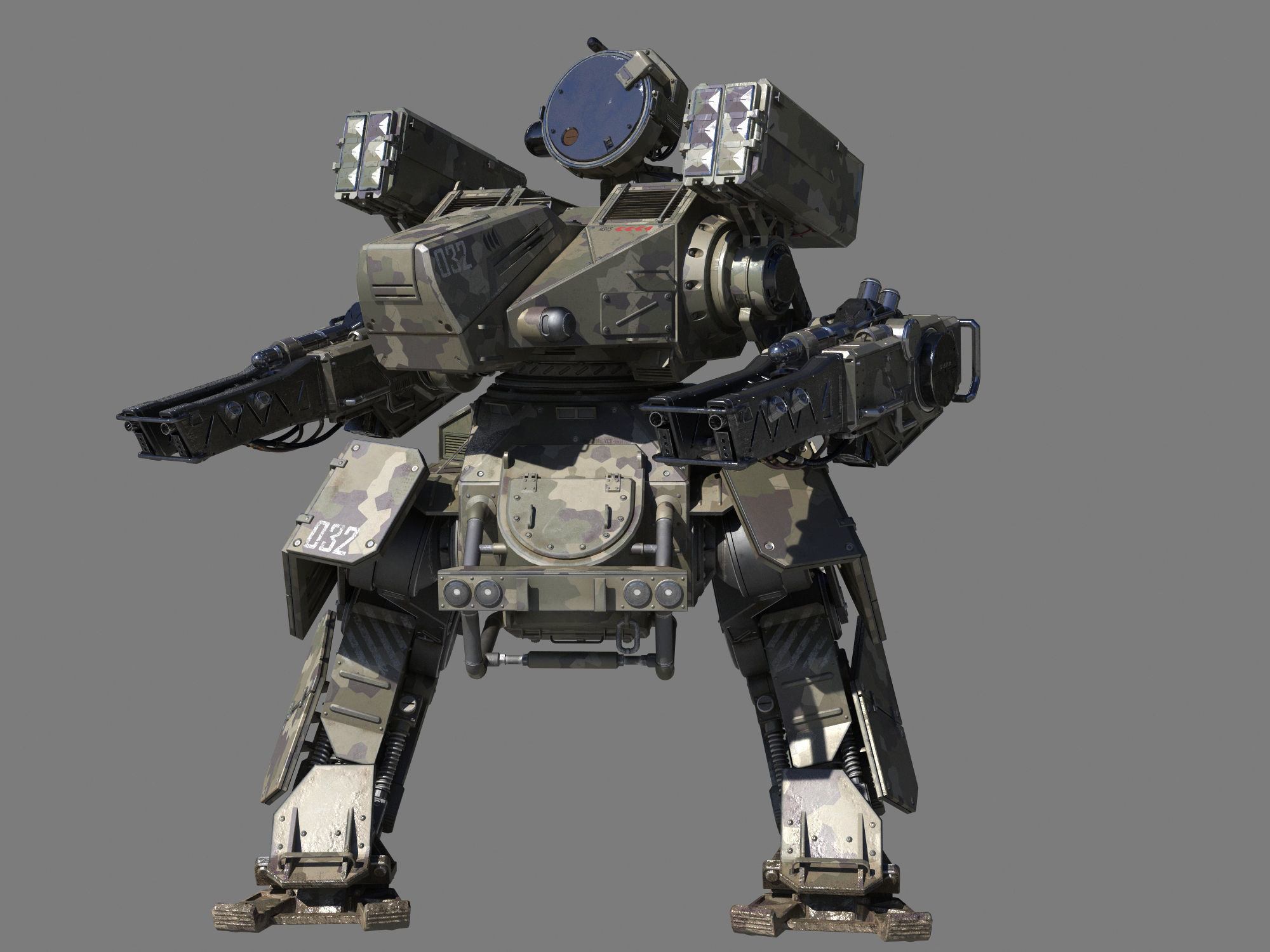 Mech-Tank 2 armored robot 3D model_4