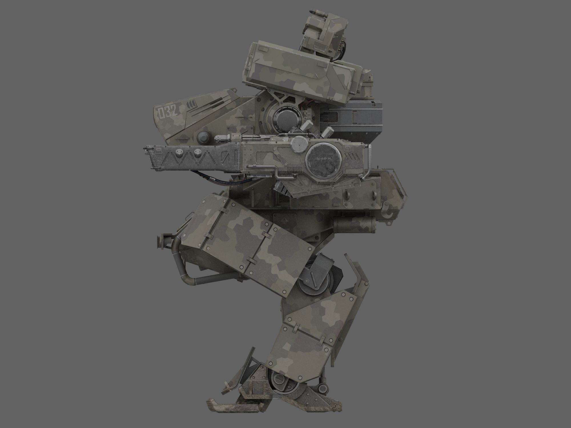 Mech-Tank 2 armored robot 3D model_14