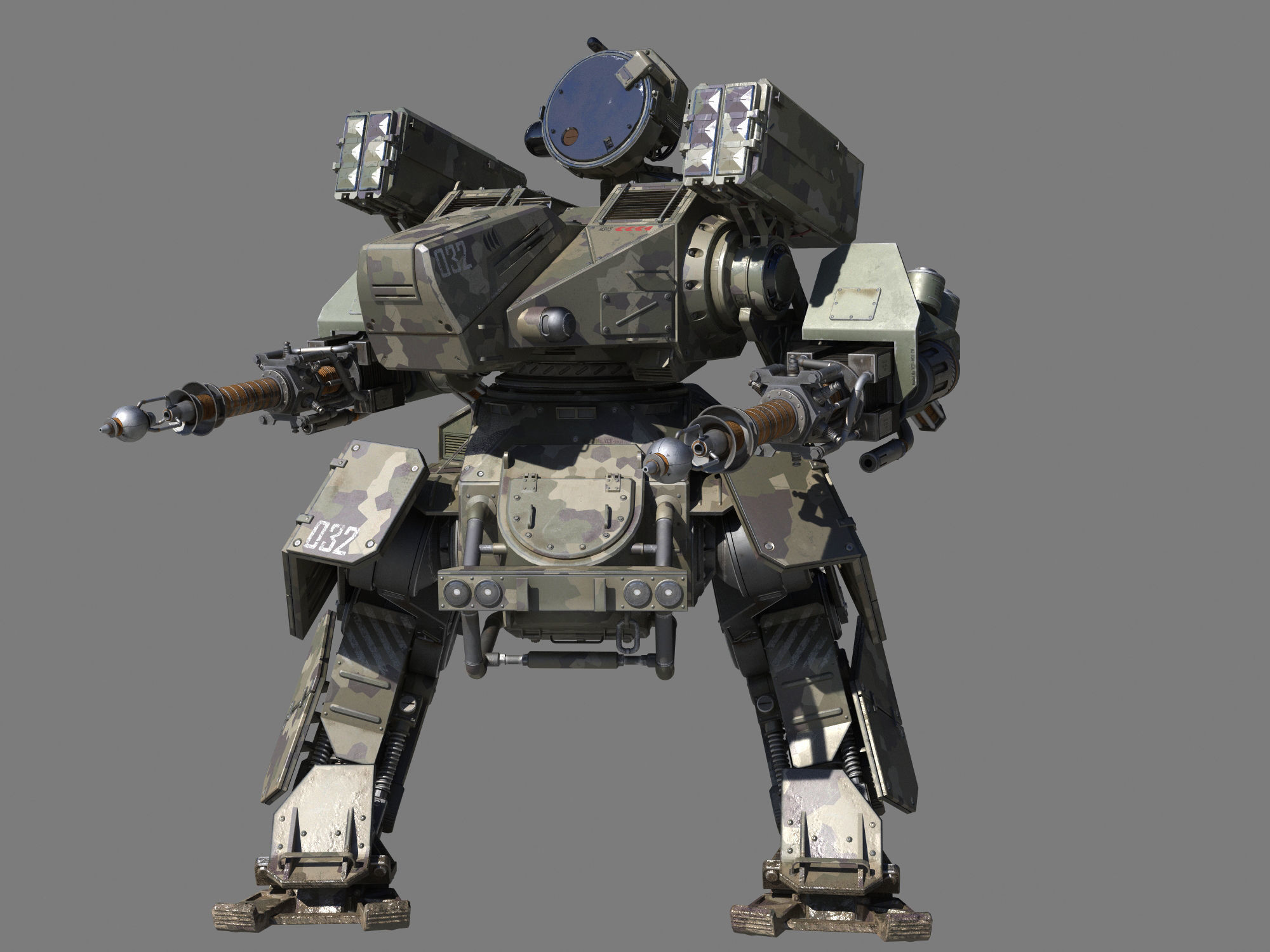 Mech-Tank 2 armored robot 3D model_5