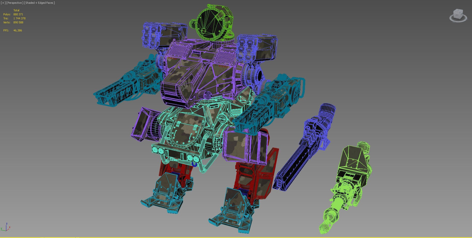 Mech-Tank 2 armored robot 3D model_16