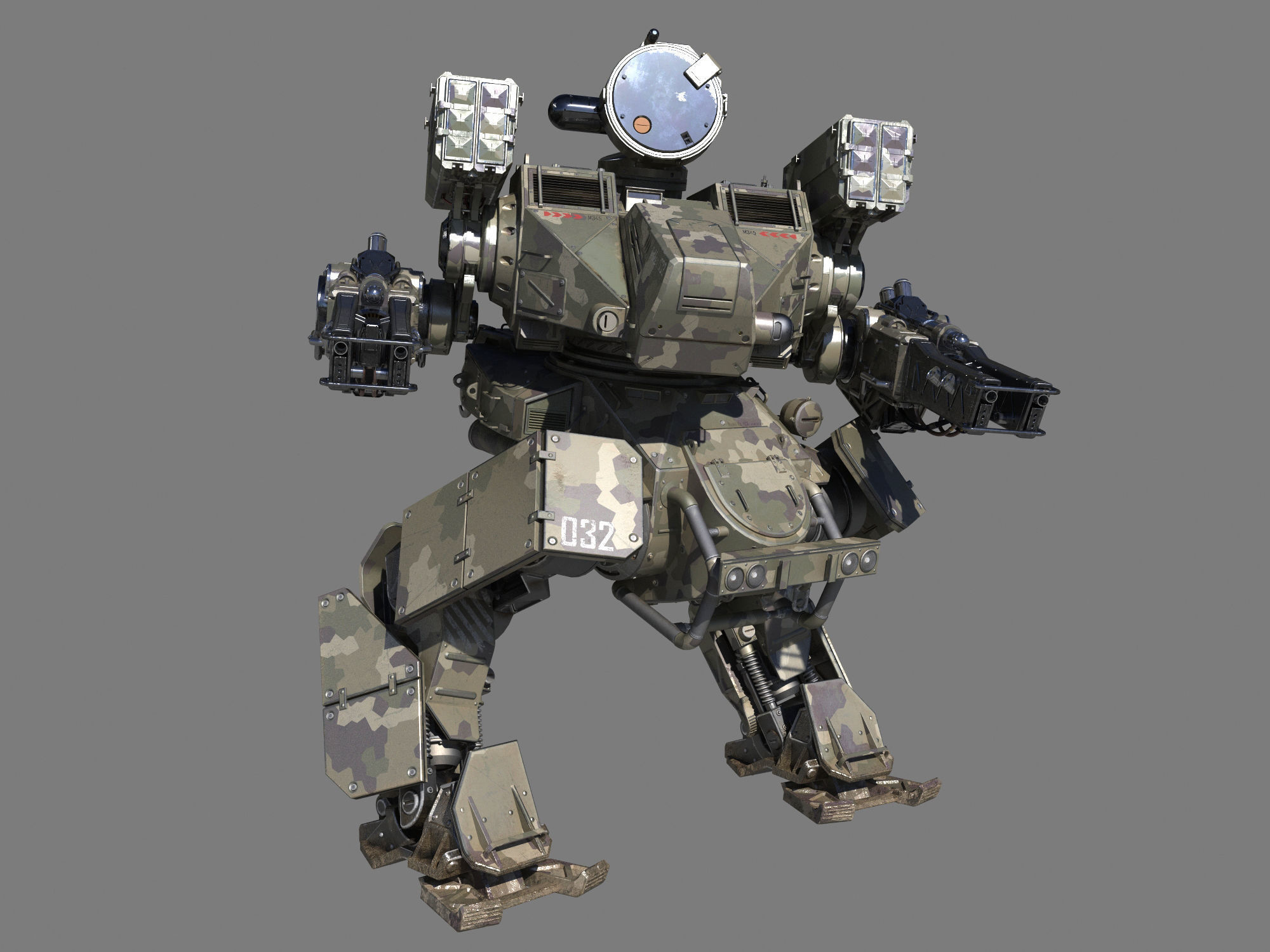 Mech-Tank 2 armored robot 3D model_2