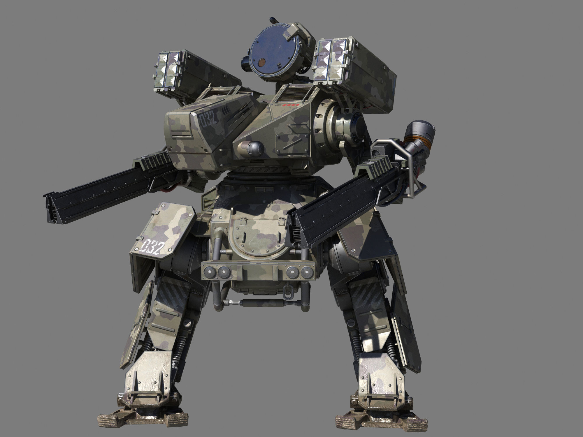 Mech-Tank 2 armored robot 3D model_6