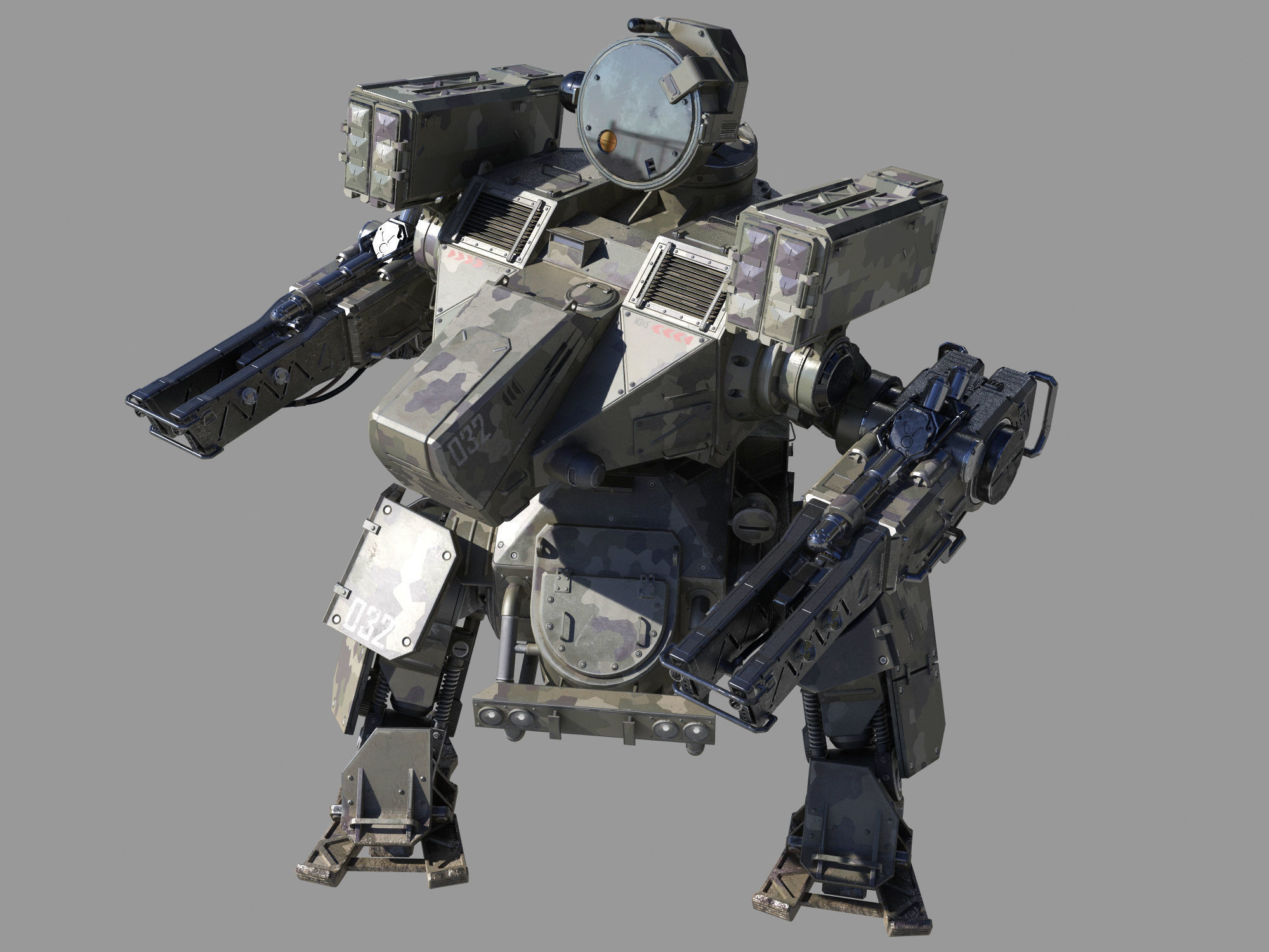 Mech-Tank 2 armored robot 3D model_7