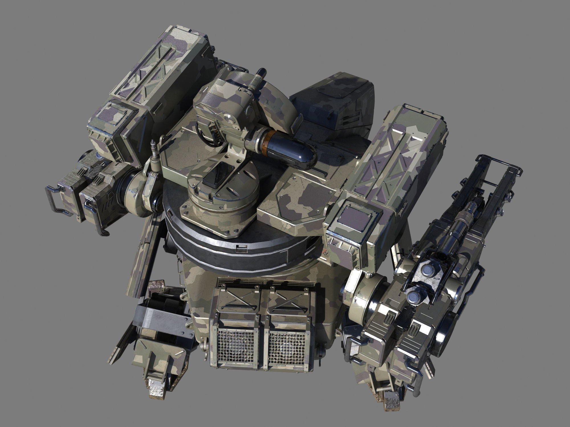 Mech-Tank 2 armored robot 3D model_10