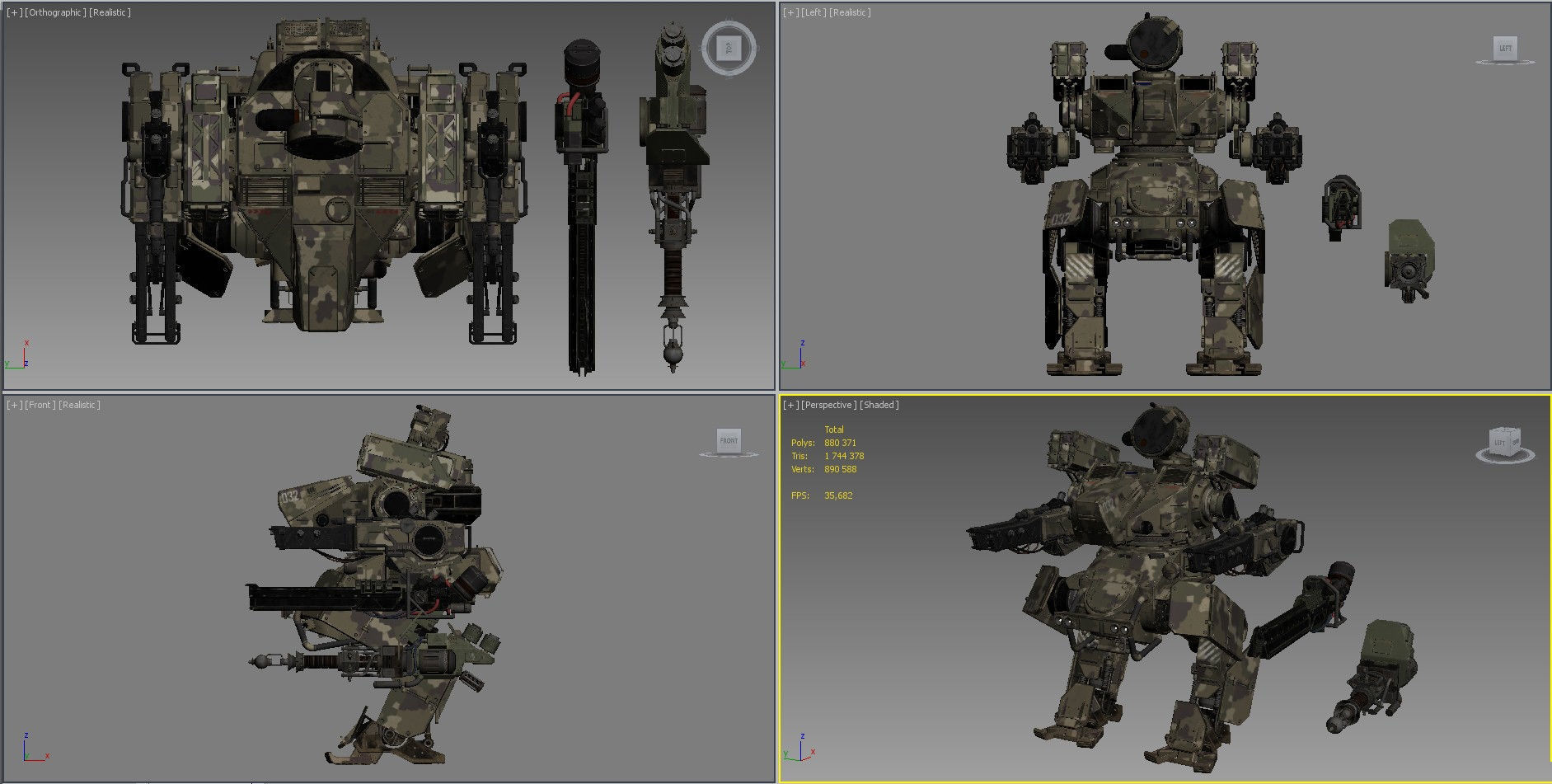 Mech-Tank 2 armored robot 3D model_15