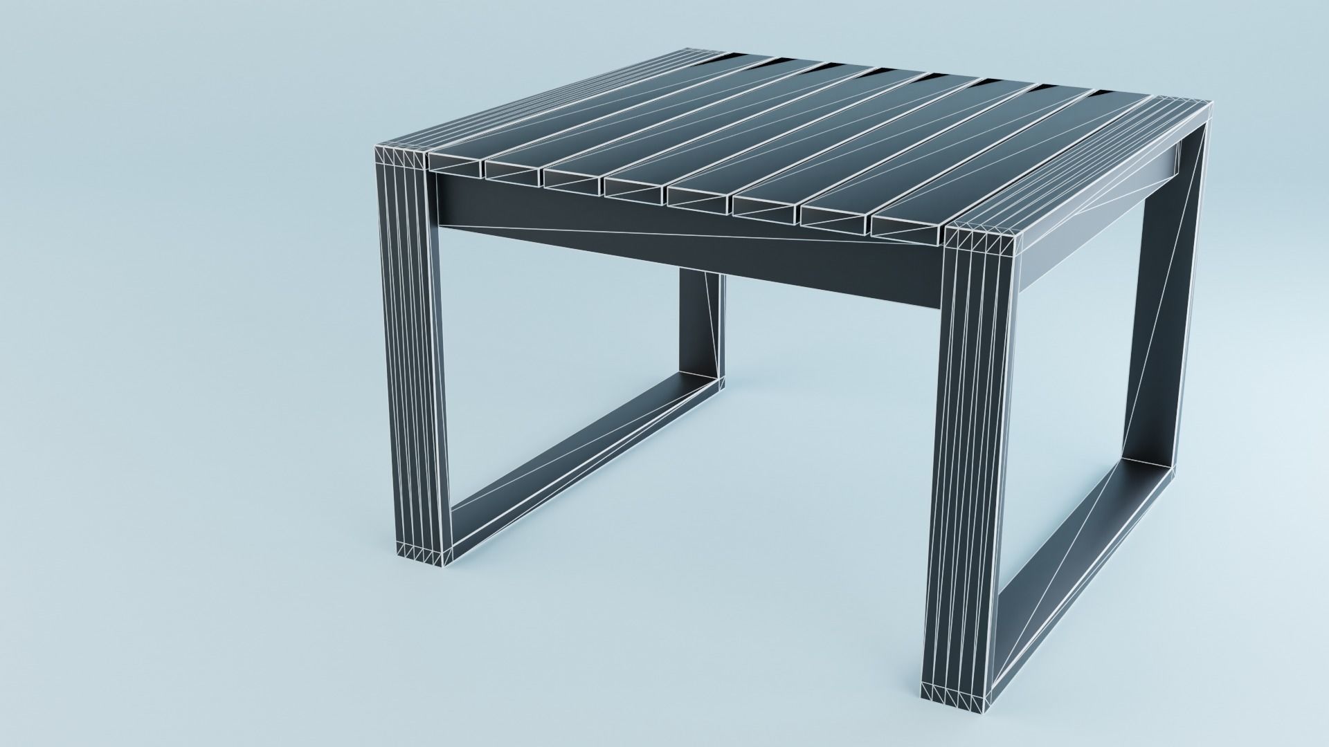 BK set wooden swing chair with canopy Low-poly 3D model_34