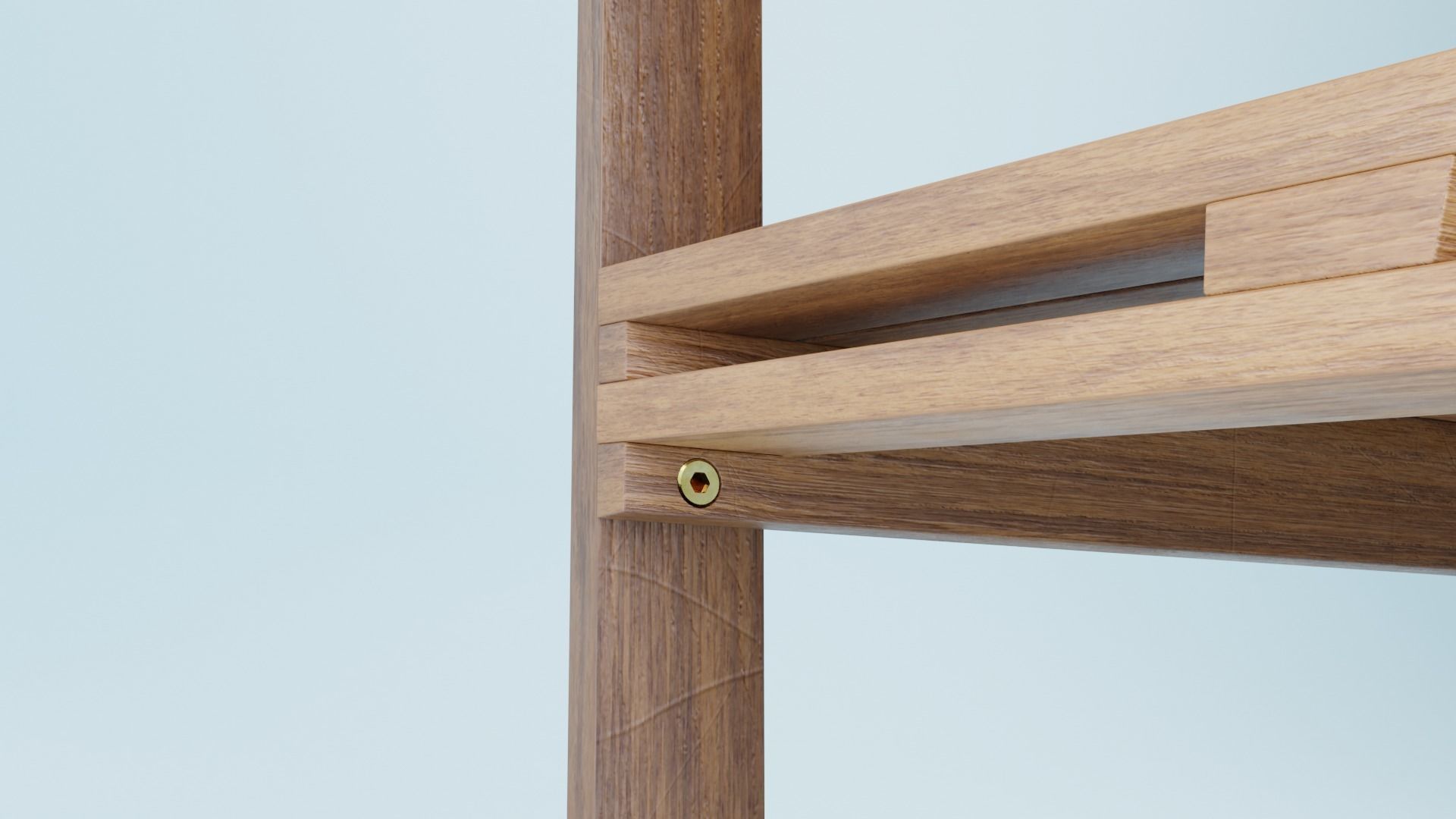 BK set wooden swing chair with canopy Low-poly 3D model_1