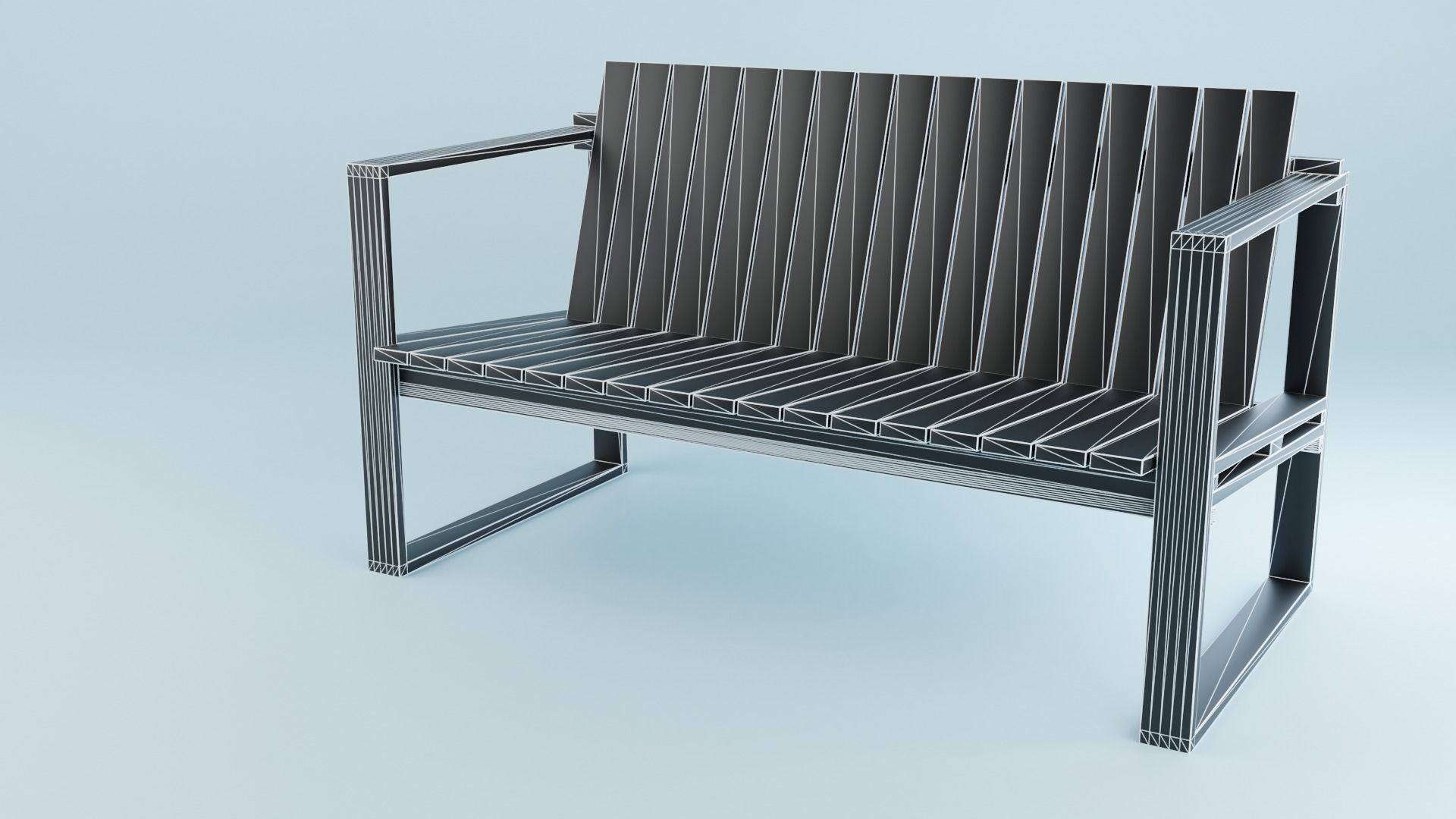 BK set wooden swing chair with canopy Low-poly 3D model_14