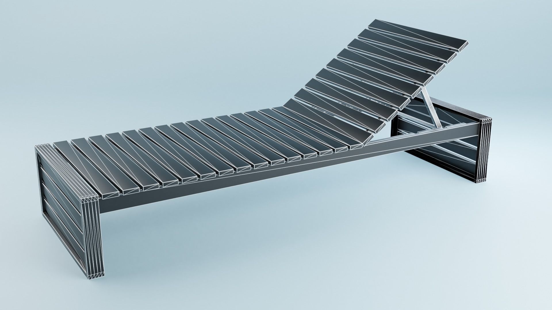 BK set wooden swing chair with canopy Low-poly 3D model_26