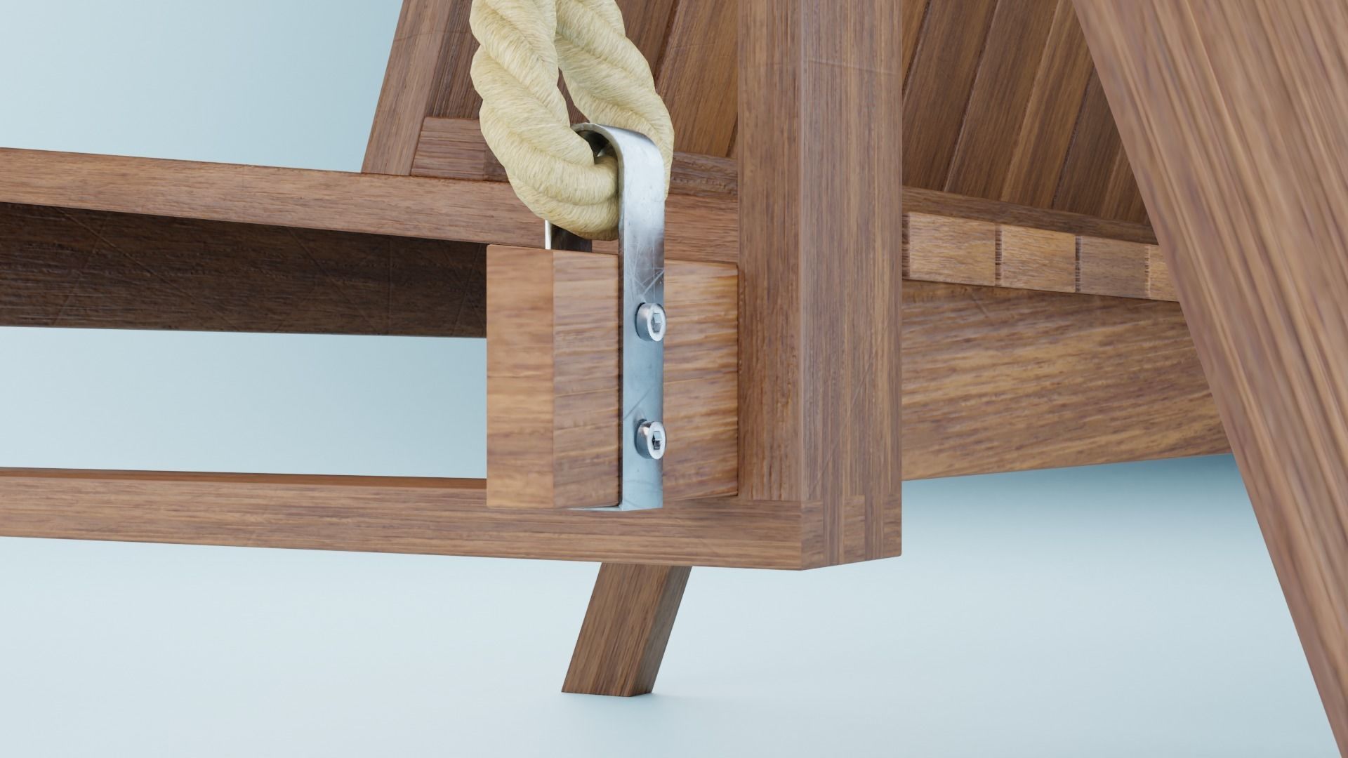 BK set wooden swing chair with canopy Low-poly 3D model_2