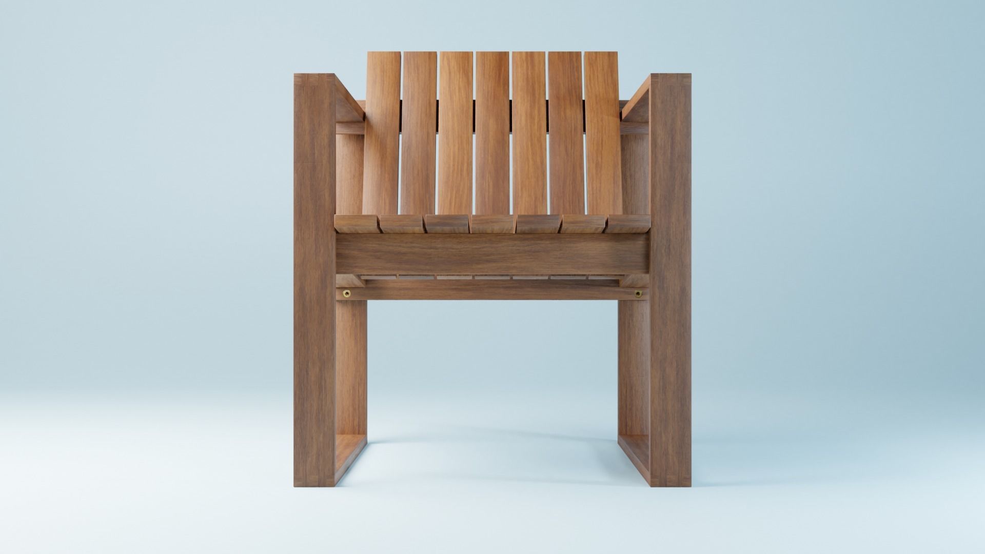 BK set wooden swing chair with canopy Low-poly 3D model_5