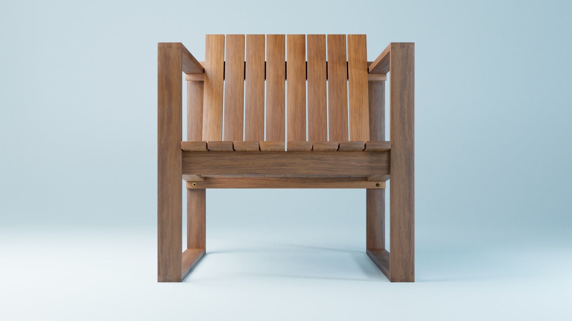 BK set wooden swing chair with canopy Low-poly 3D model_9