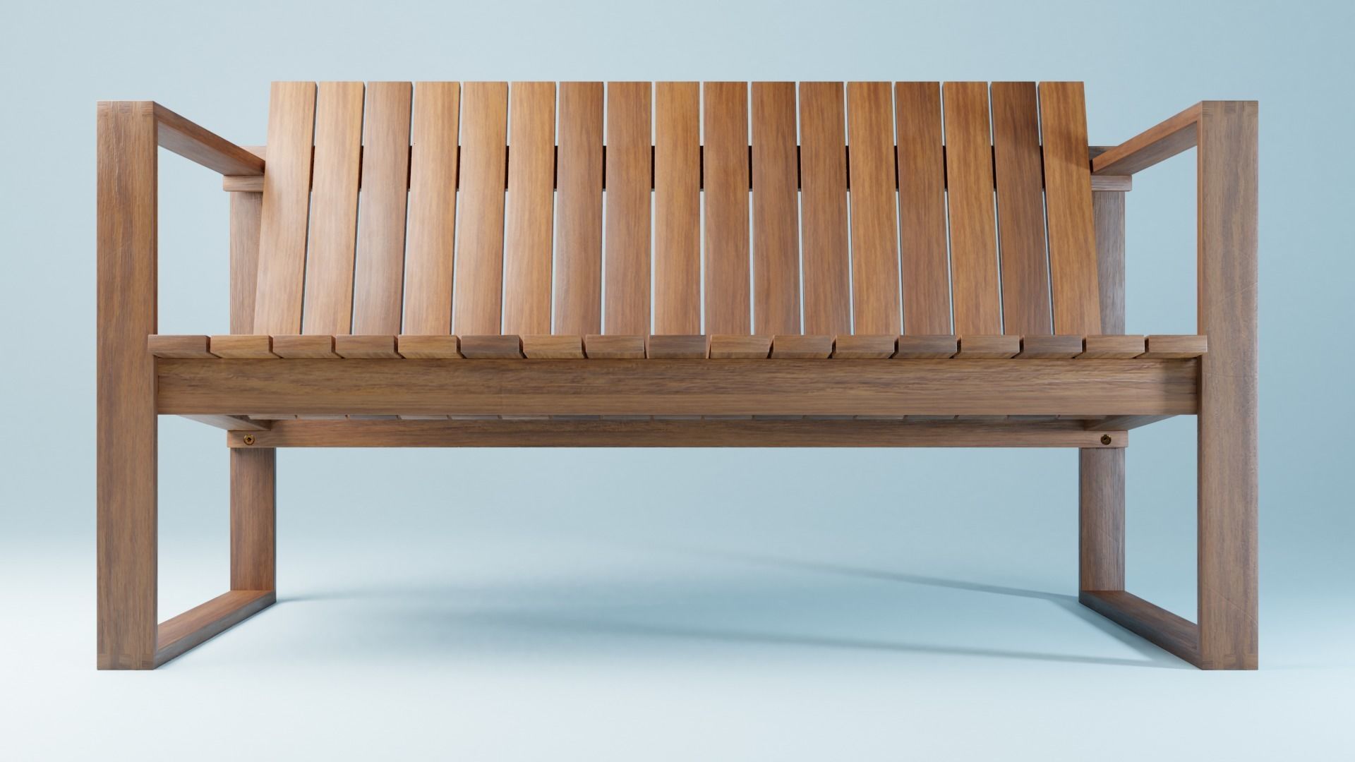 BK set wooden swing chair with canopy Low-poly 3D model_13