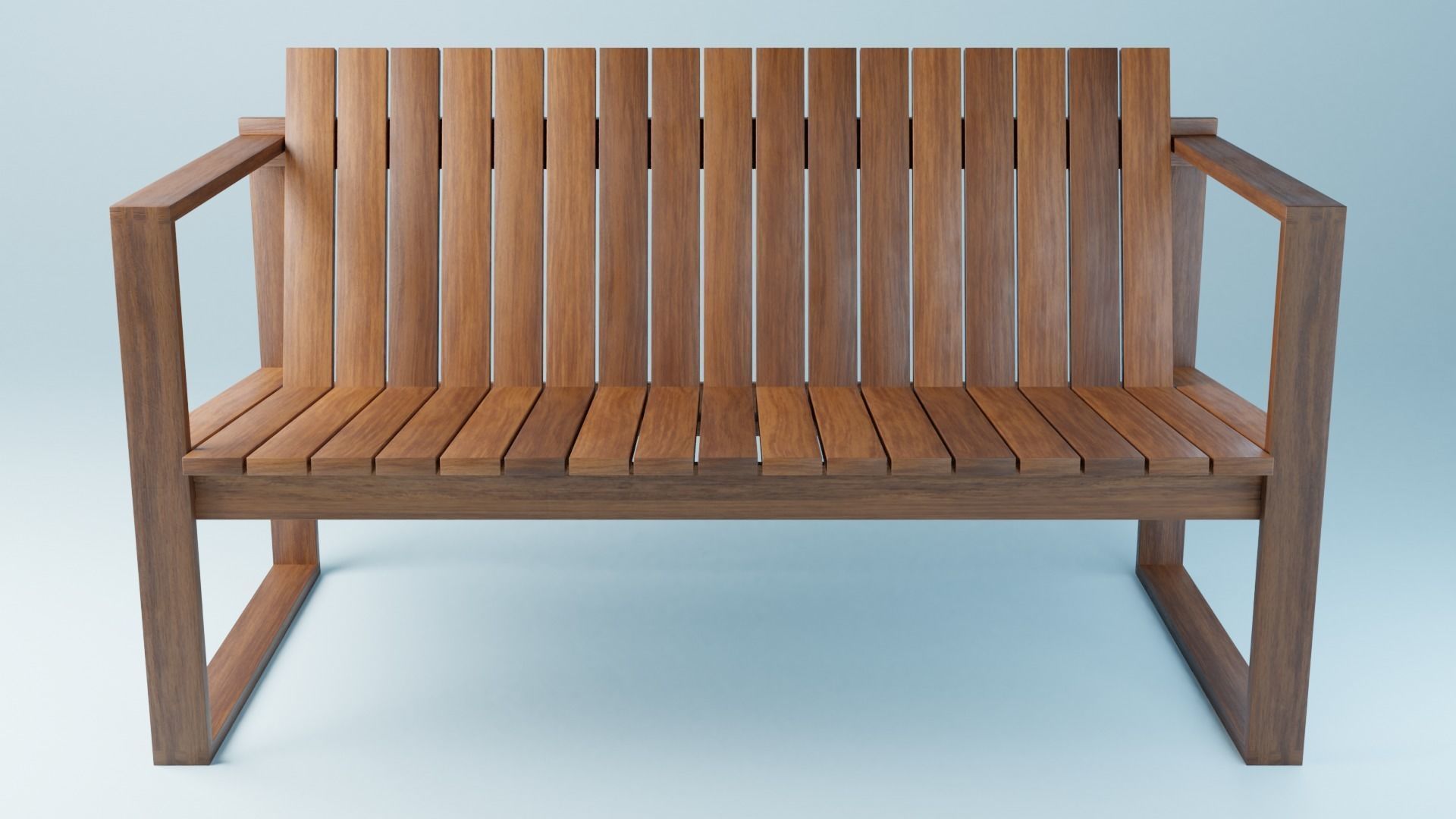 BK set wooden swing chair with canopy Low-poly 3D model_11