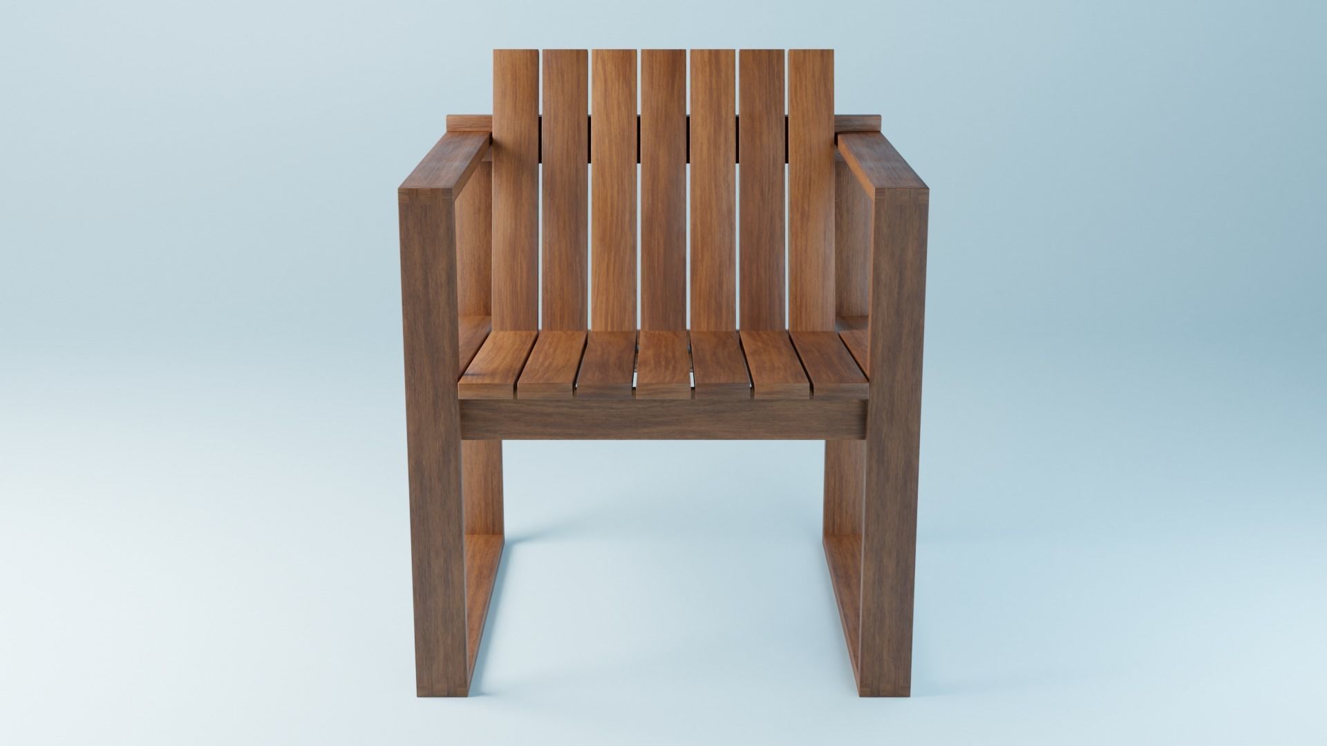 BK set wooden swing chair with canopy Low-poly 3D model_3