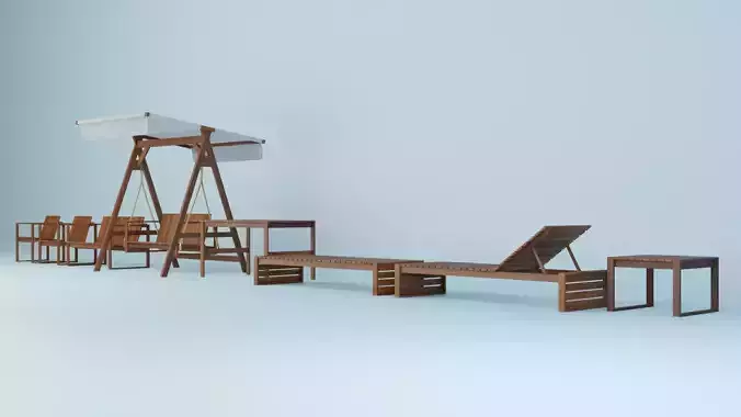 BK set wooden swing chair with canopy