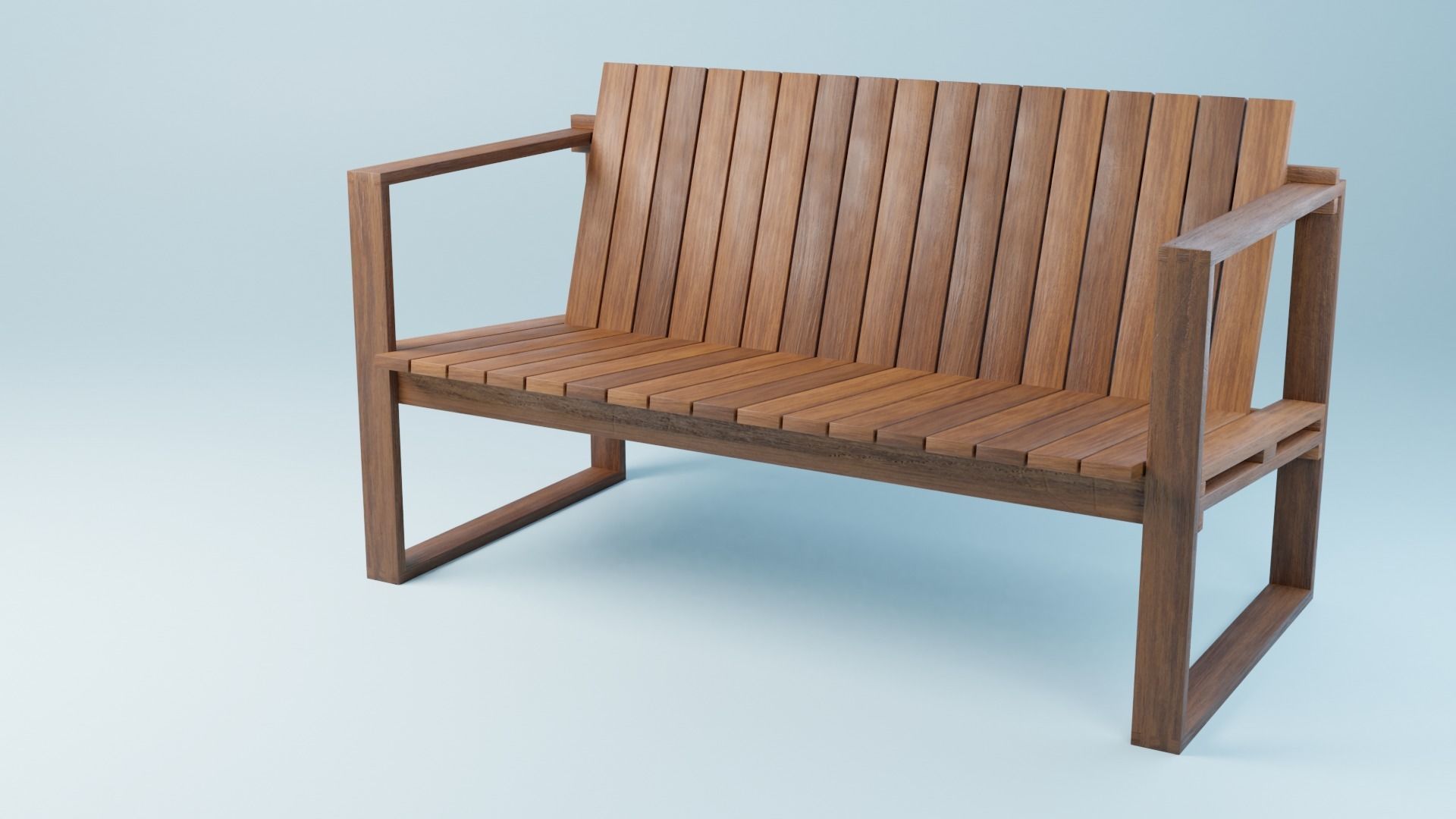 BK set wooden swing chair with canopy Low-poly 3D model_12