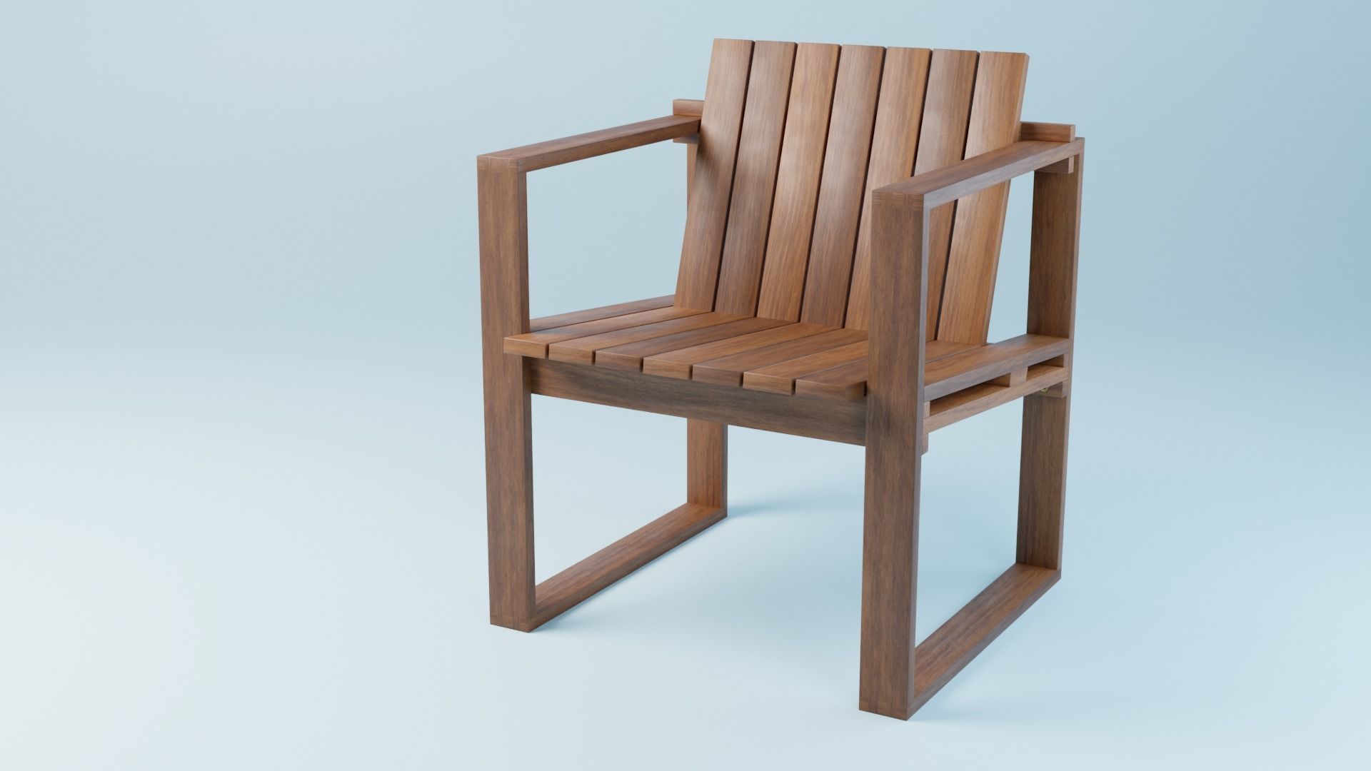 BK set wooden swing chair with canopy Low-poly 3D model_4