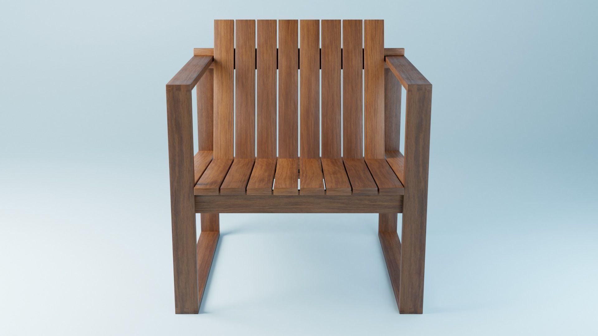 BK set wooden swing chair with canopy Low-poly 3D model_7